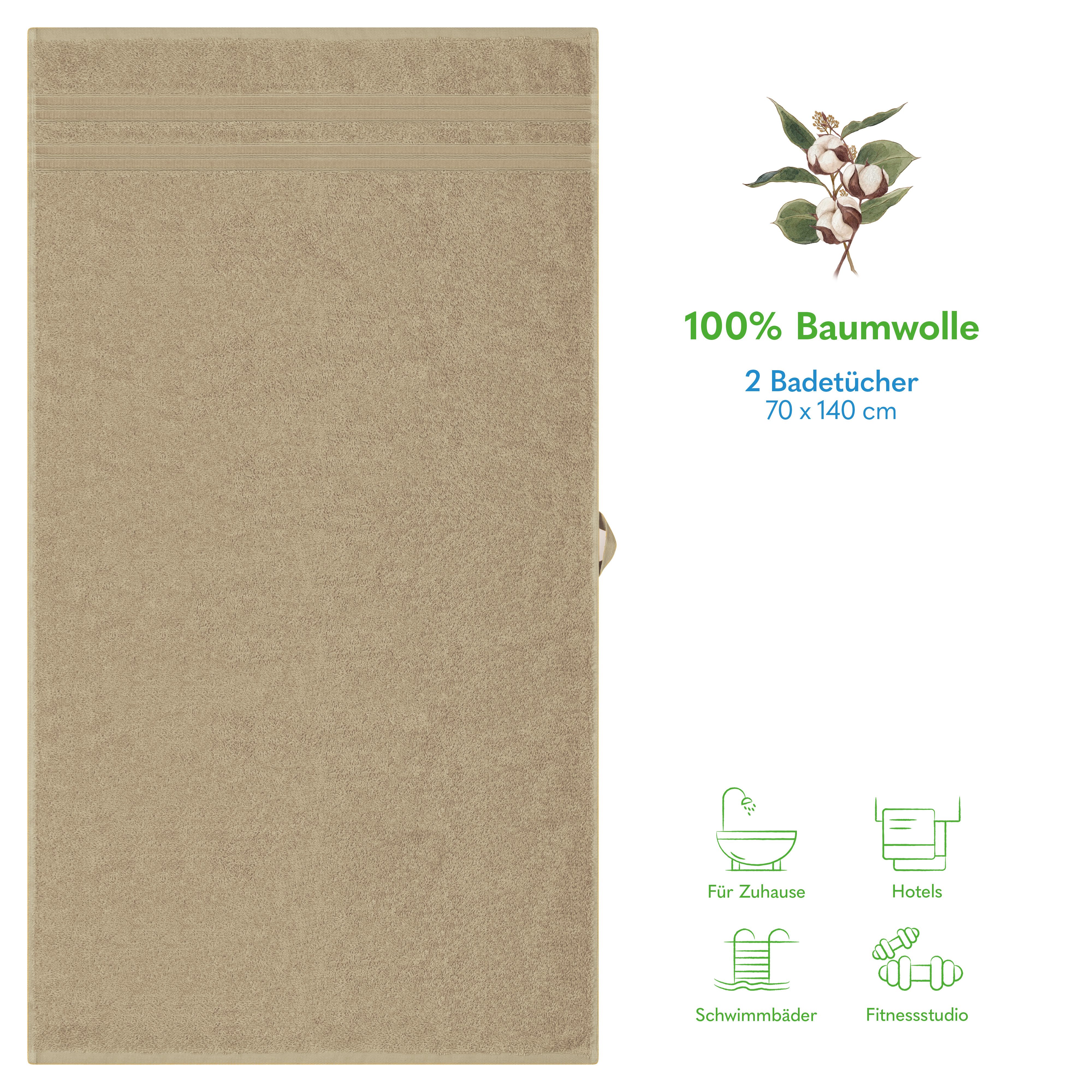 HAMMETEX Duschtuch 2er Set Badetücher 70x140 cm, 100% Baumwolle, Weich & Sa günstig online kaufen