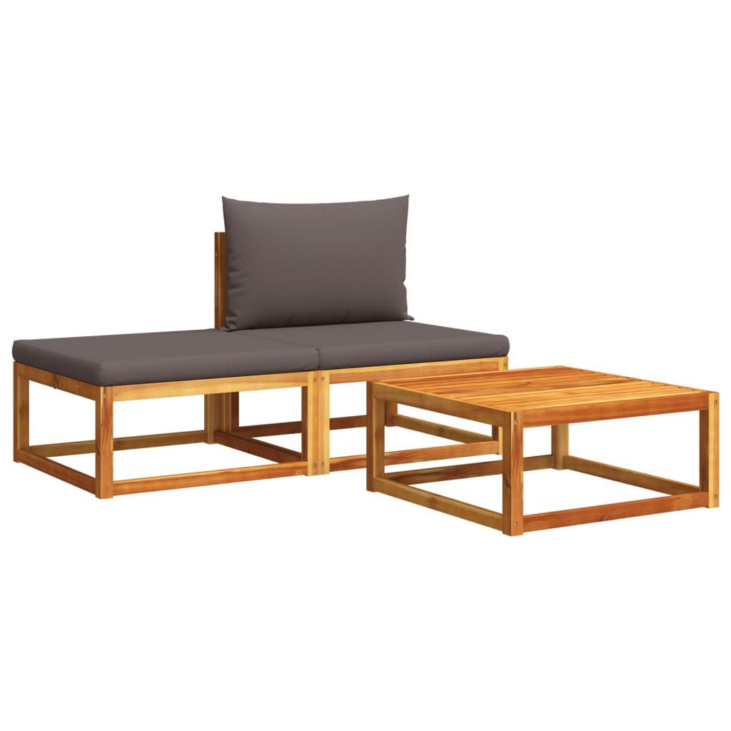 vidaXL Loungesofa 3-tlg. Gartensofa-Set mit Kissen Holz & Seil, 1 Teile