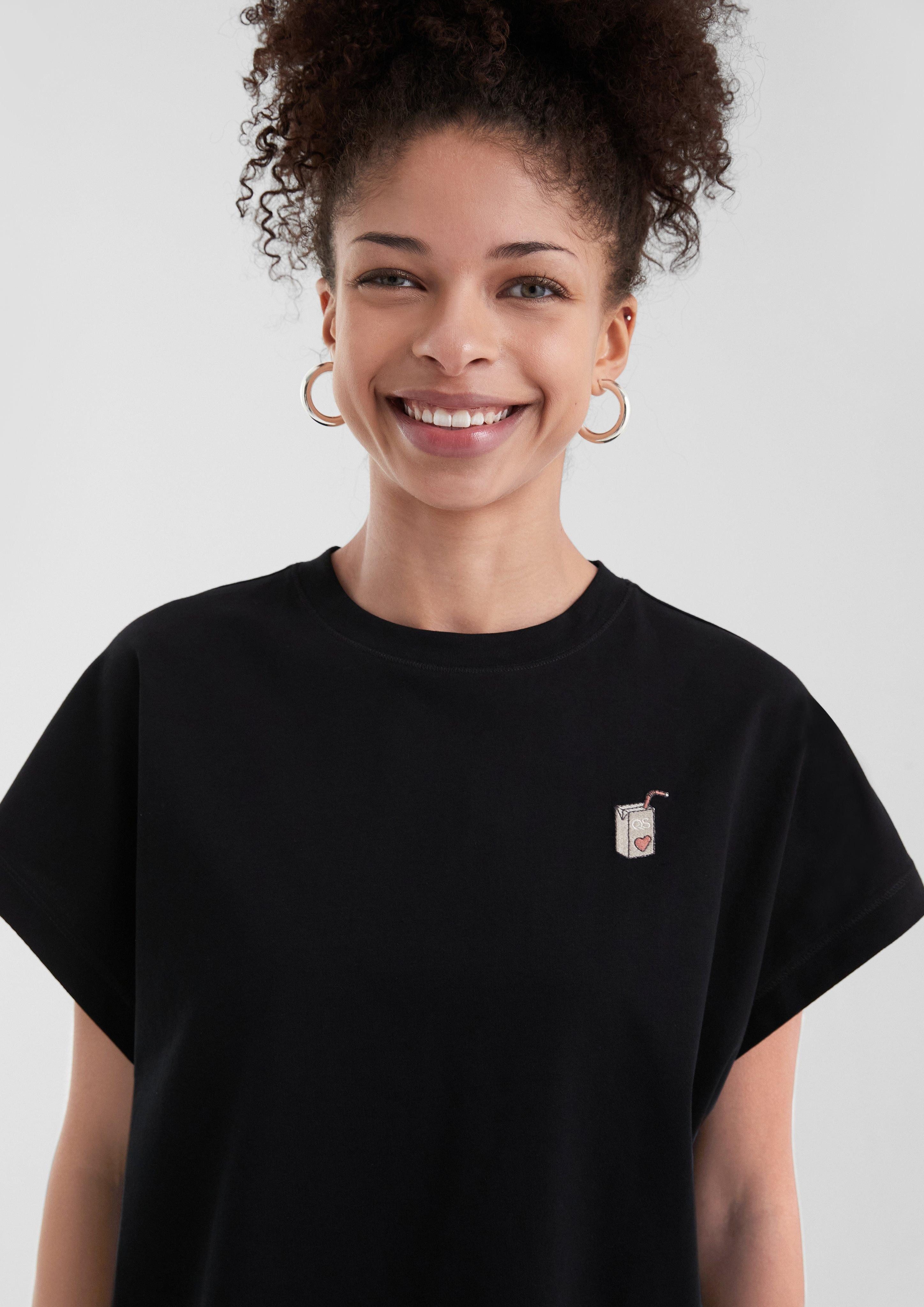 QS Kurzarmshirt Lässiges Baumwollshirt mit kleiner günstig online kaufen