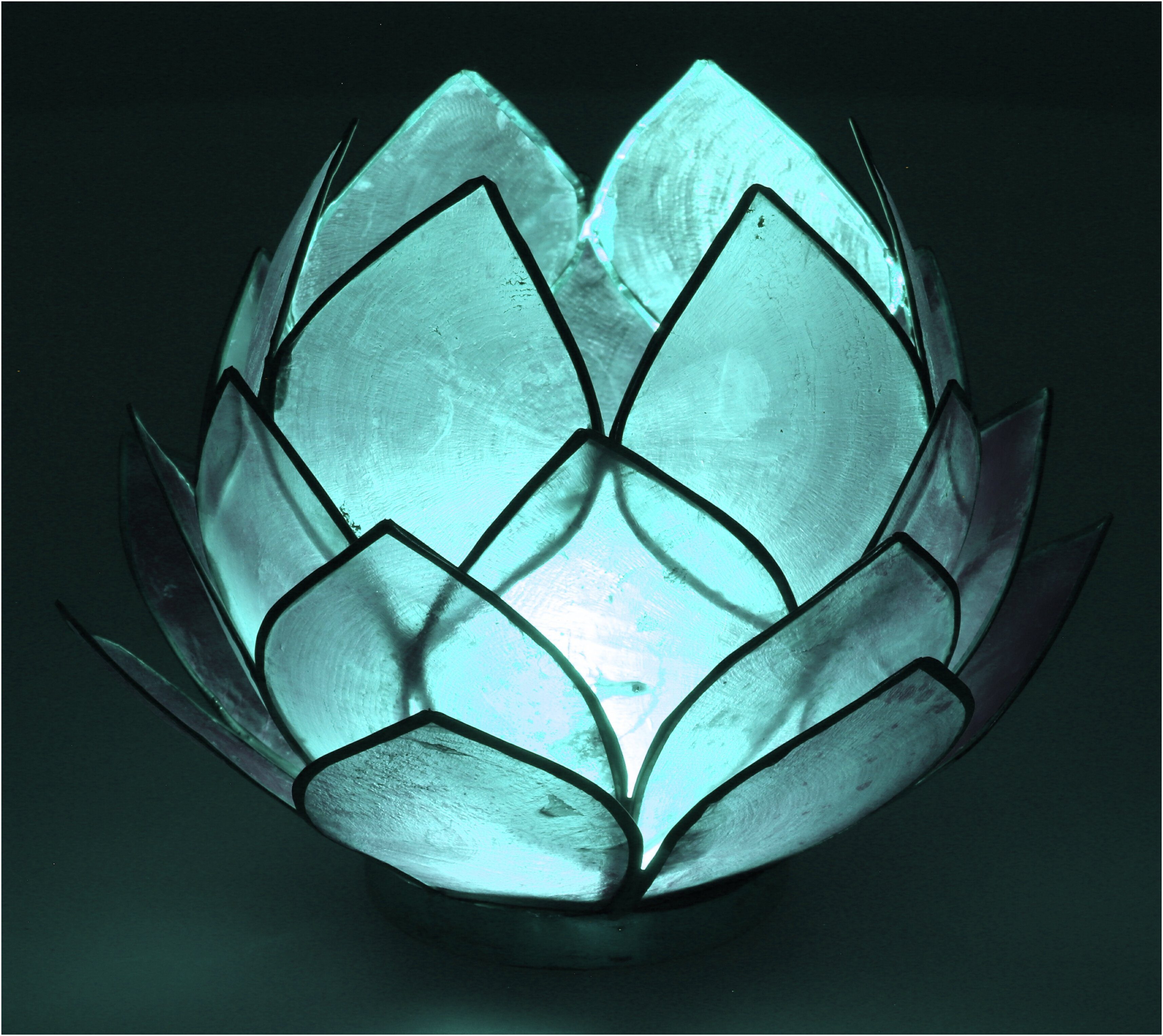 Guru-Shop Windlicht Lotus Teelicht Muschel 14*10 cm - türkis günstig online kaufen