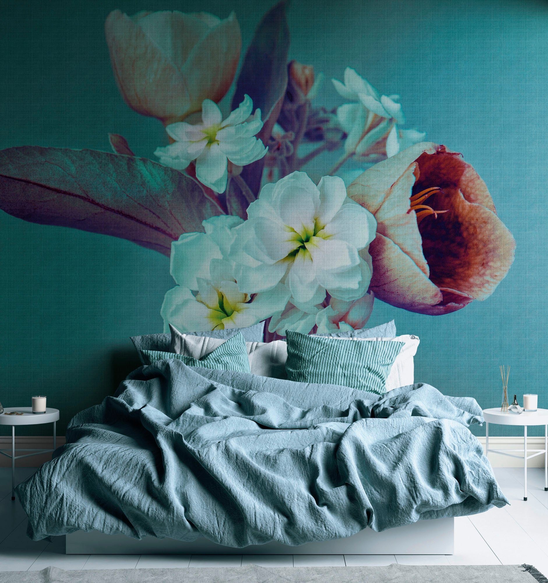 living walls Fototapete The Wall, glatt, floral, natürlich, geblümt, Fototapete Floral Tapete Blume Tapeten Wohnzimmer Flur Design Optik