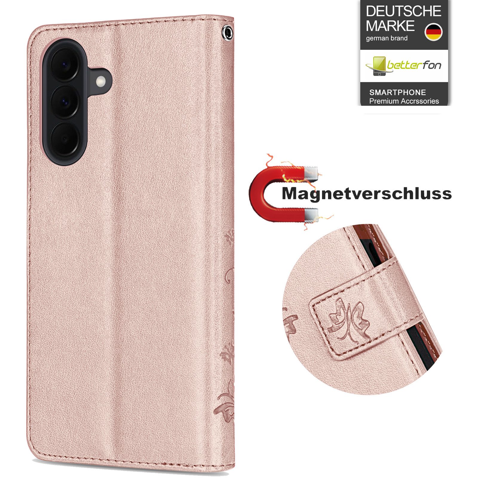betterfon Handyhülle für Samsung Galaxy Modelle Klapphülle mit Kartenfächern, Bookstyle-Hülle mit Magnetverschluss, Smartstand & Kunstleder – Bild 2 von 5