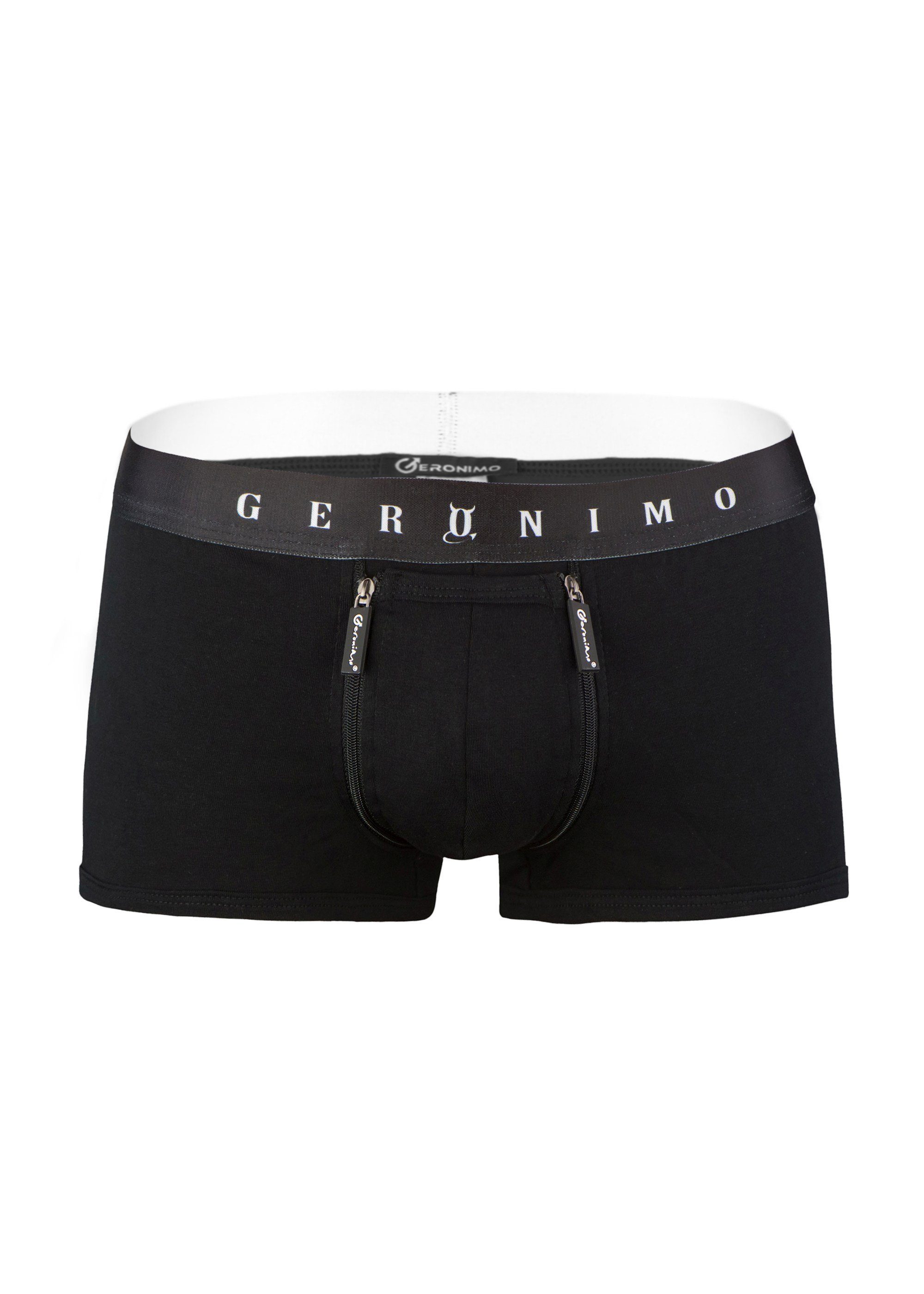 Geronimo Boxershorts Erotic Push or Zipp Boxer mit Reißverschluss Black (Mini-Boxer, 1-St) erotisch