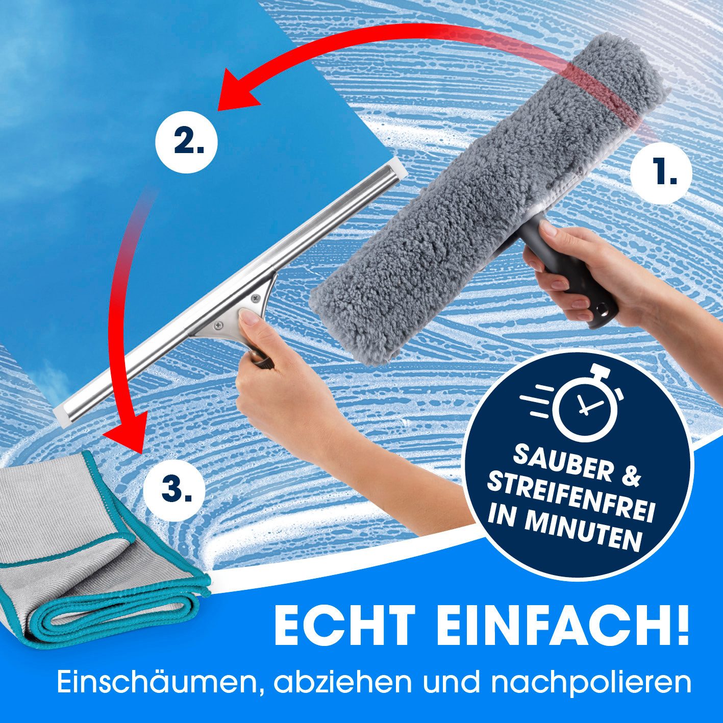 CLEANmaxx Sprühwischer Fensterreiniger (7-tlg) Streifenfreies Putzen, Haus & Auto