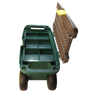 TOPCENT Rollwagen Fahrbarer Gartensitz, Gartenwagen mit Staufach - 80 kg 55x26x29cm