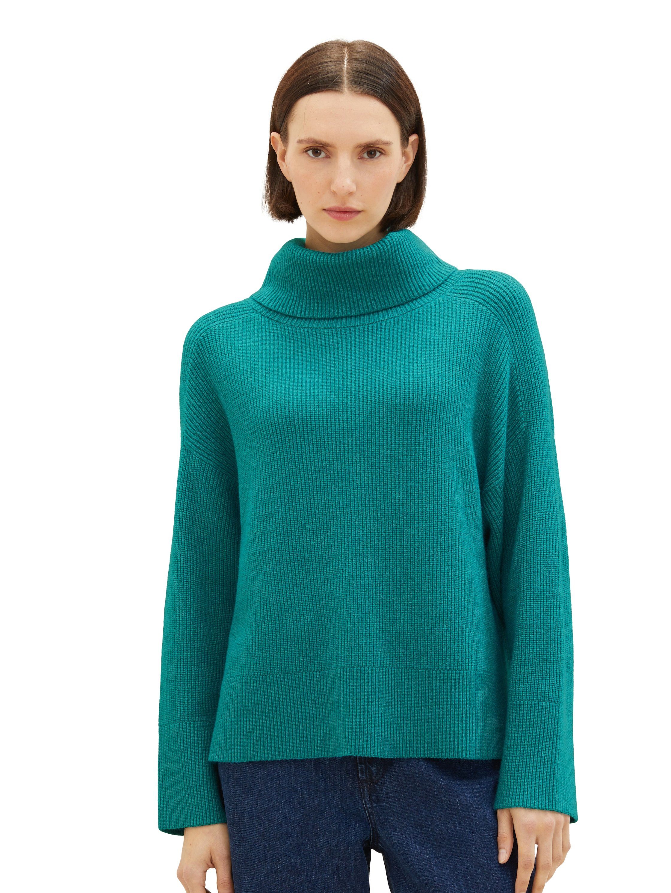 TOM TAILOR Strickpullover mit Markenlabel ever green