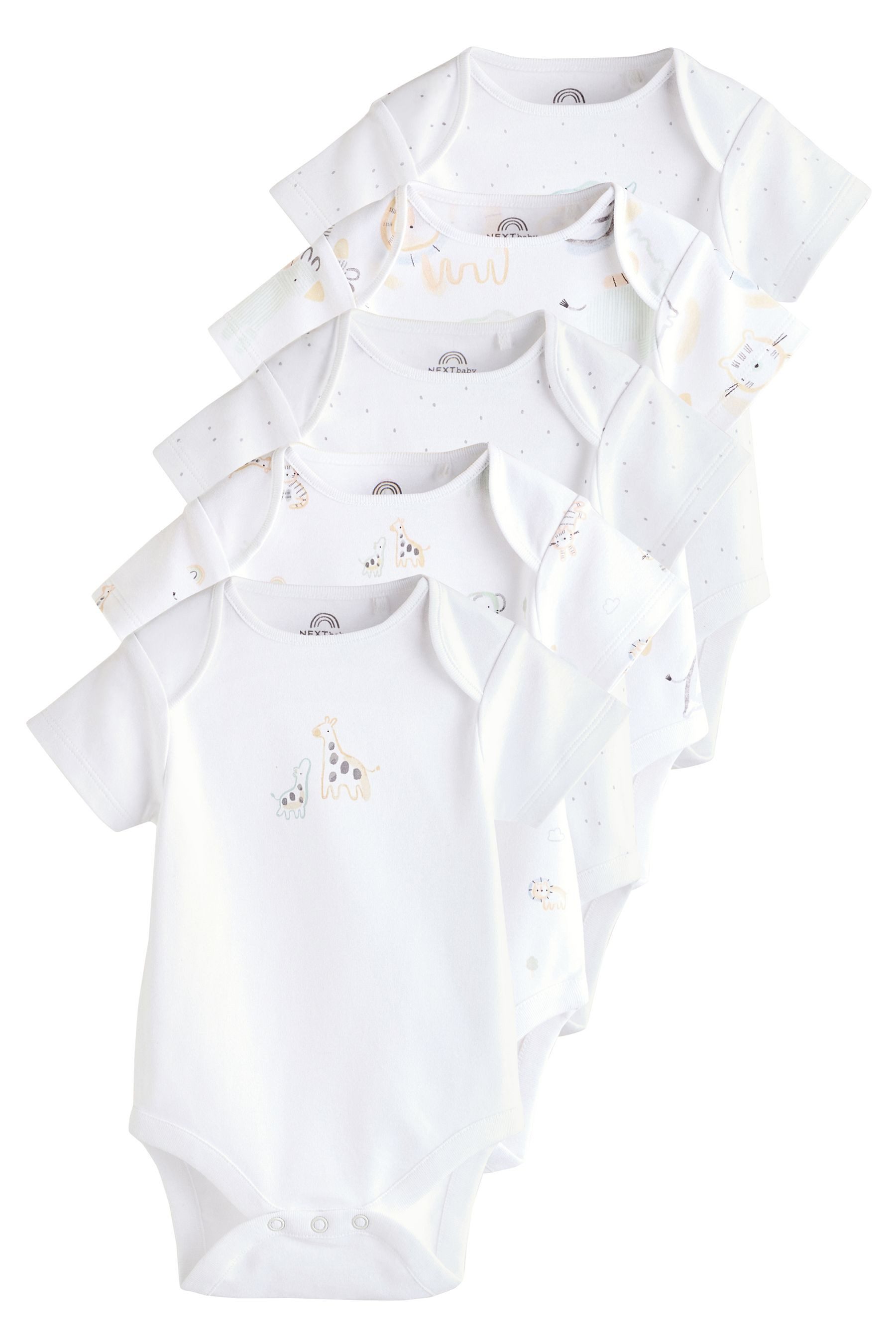 Next T-Shirt-Body Kurzärmelige Babybodys Animal Baumwolle, 5 Stk. (5-tlg)