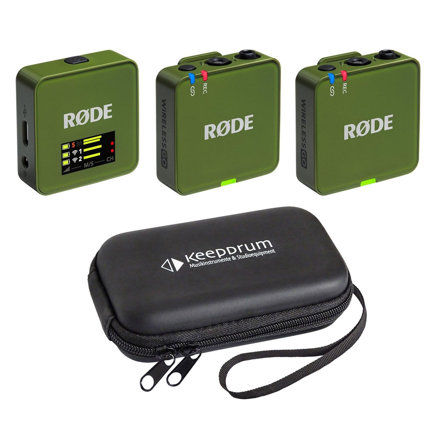 RØDE Rode Mikrofon-Funksystem Wireless GO Gen 3 Moss Khaki mit Softcase Digitales Aufnahmegerät (Vorteils-Set mit Softcase)