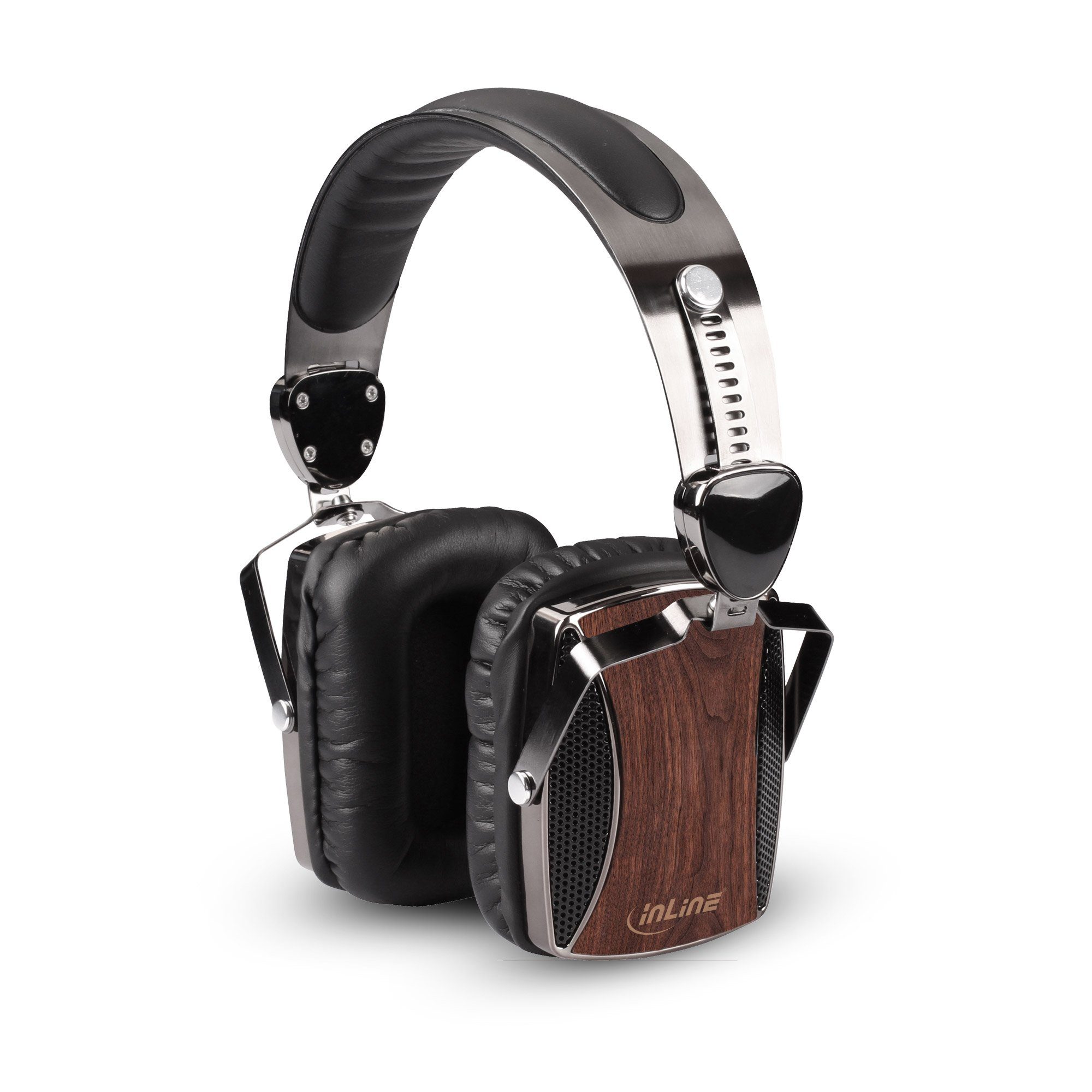 Inline On-Ear Headset mit Kabelmikrofon und Funktionstaste, Walnuß On-Ear-Kopfhörer