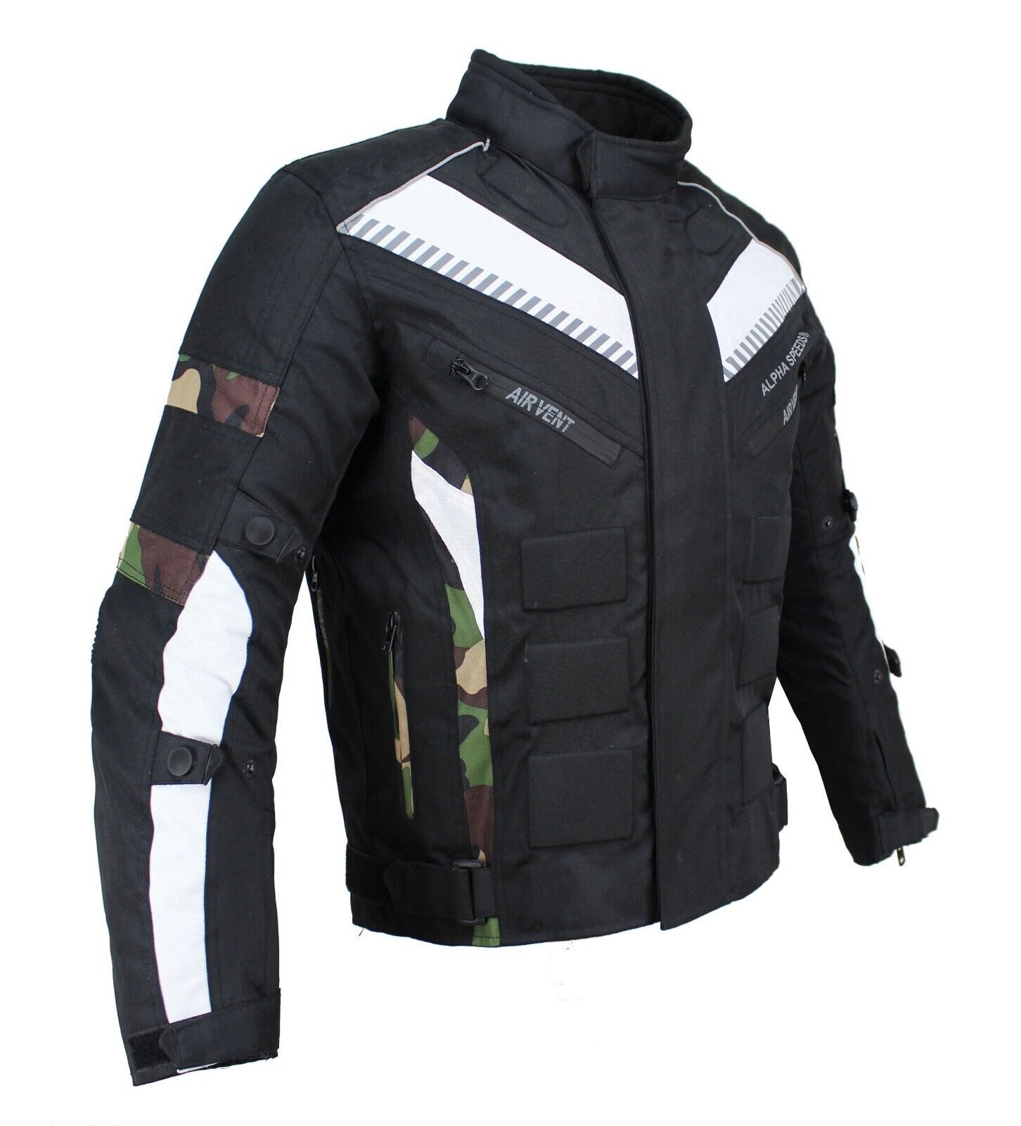 Alpha Speeds Motorradjacke Herren Motorrad Biker Textil Jacke Wasserdicht Jacke mit Protektoren Belüftungssysteme, Innenjacke trennbar: All Season, SLIM Camo-Grün