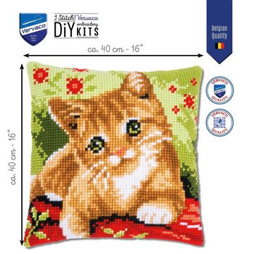 Vervaco Kreativset Kreuzstichkissenpackung süßes Kätzchen, (Set, Vervaco embroidery Kit), Made in Europe