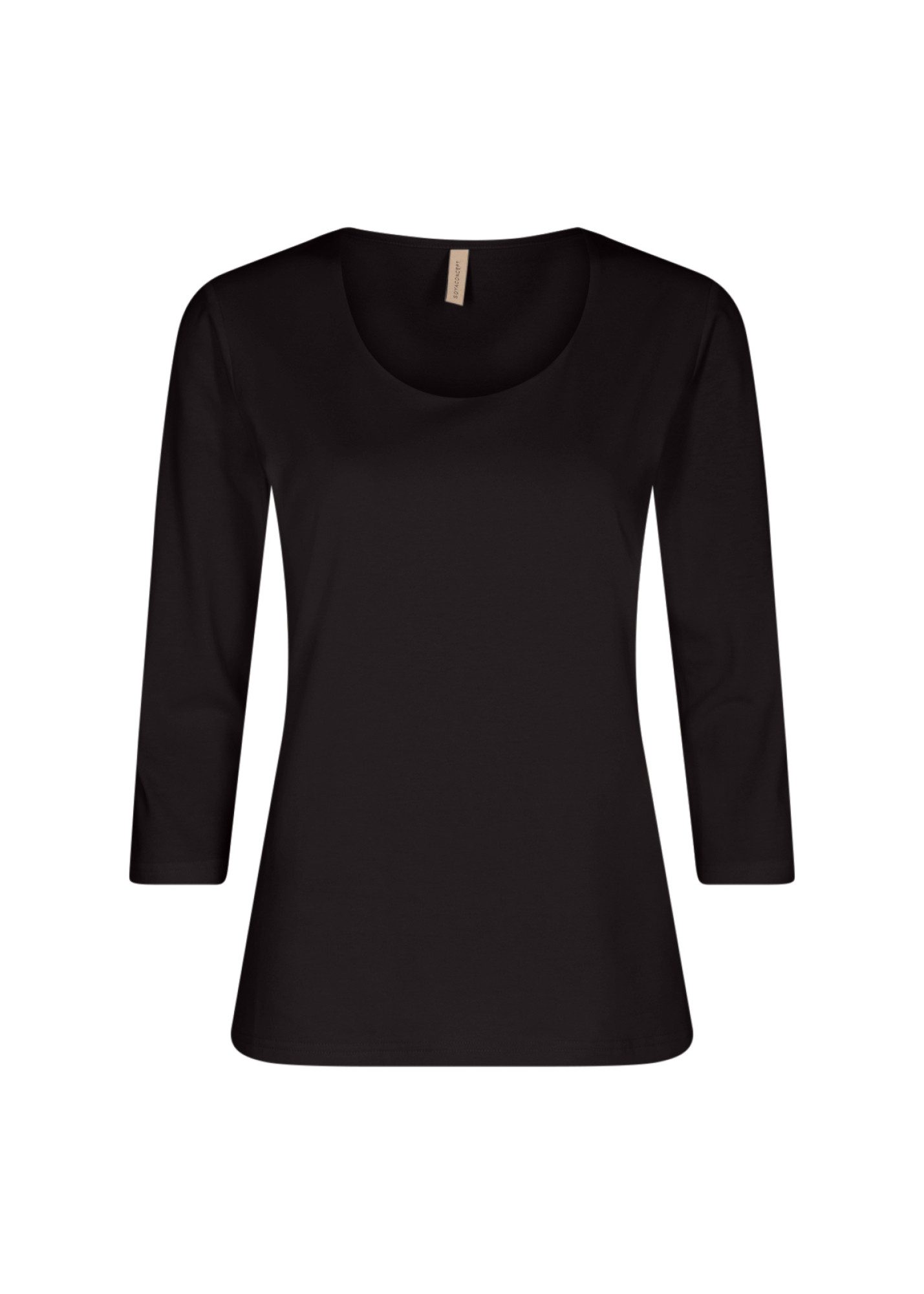 soyaconcept Rundhalsshirt SC-PYLLE 175 aus Baumwollmischung, figurumspielende Passform, 3/4-Ärmel, unifarben