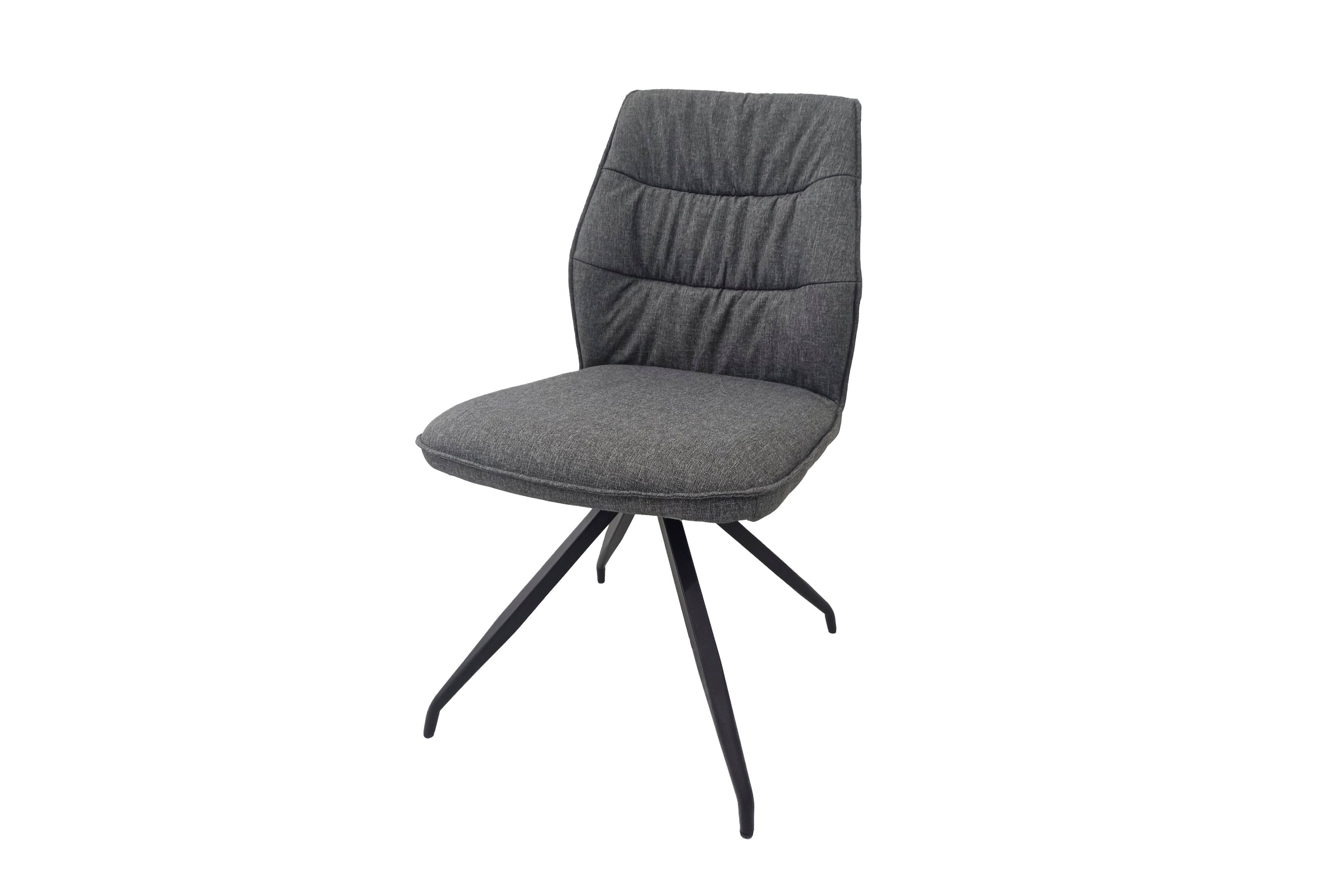 durch (2er-Set, in Polsterung Hoher PEGGY Komfort Webstoffbezug schwarz), Metallgestell Stuhl in byLIVING hochwertiger grau,