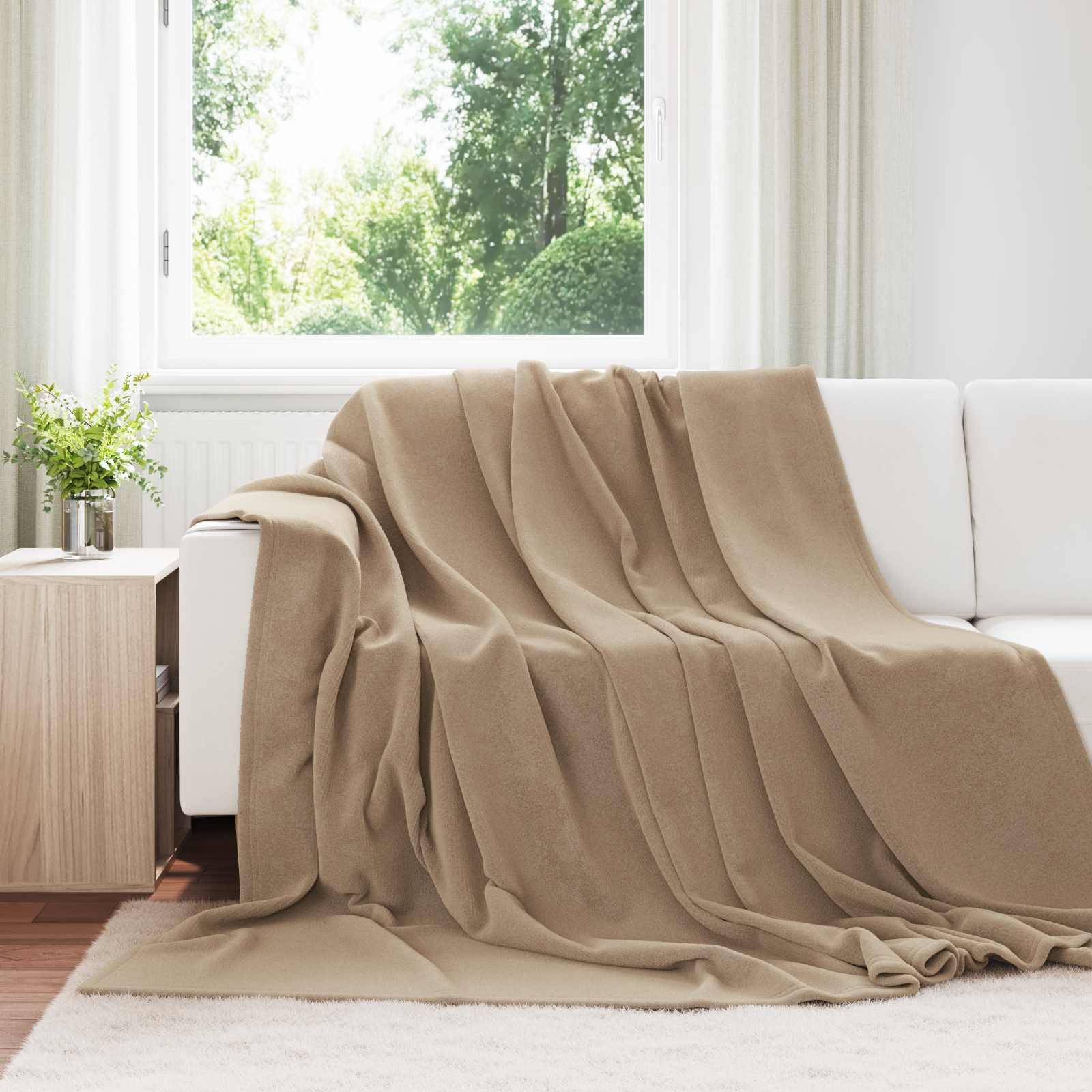 vidaXL Bettüberwurf Wohndecke Kamel 220 x 240 cm 1.37 kg Fleece