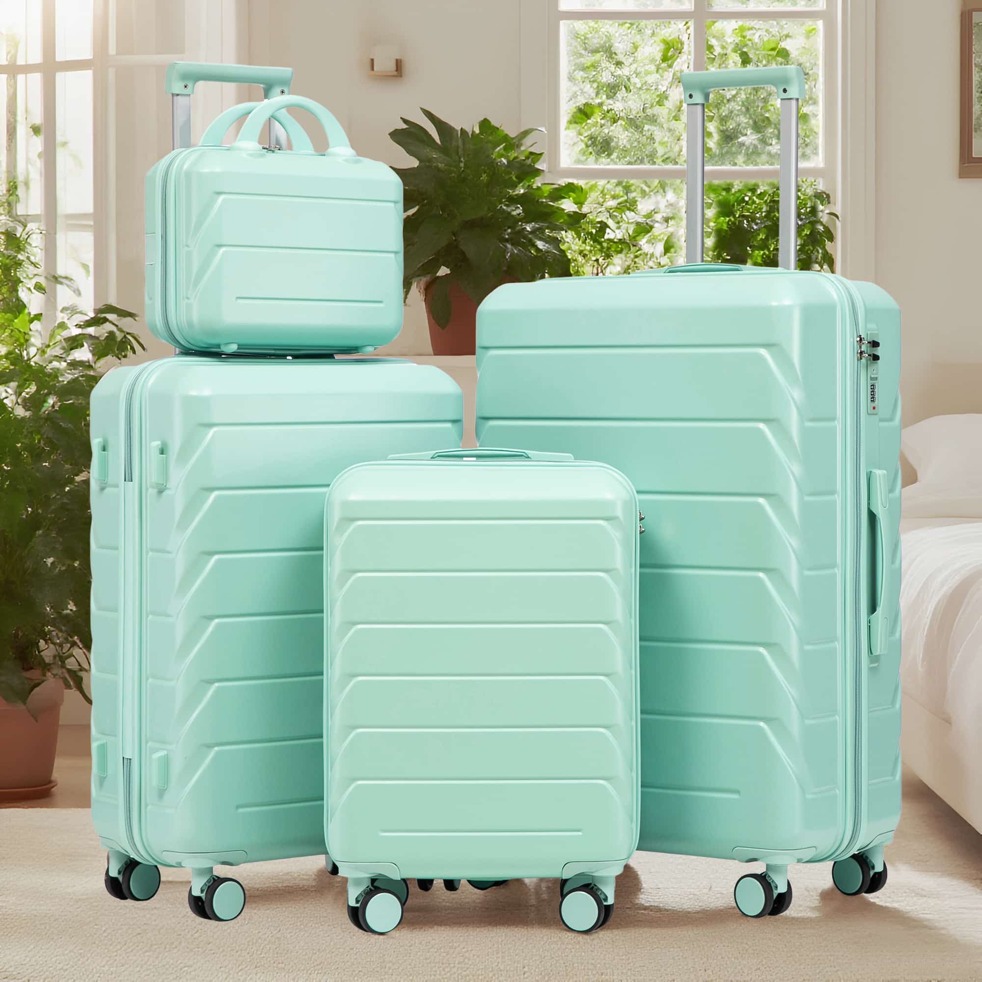 ANYSUN Trolleyset Kofferset 4-tlg Hartschalenkoffer mit TSA,Reisekoffer set, (Set, 4-teiliges Kofferset mit Kosmetikkoffer), ABS Hartschale, leicht, robust, wasserabweisend, kratzfest, langlebig