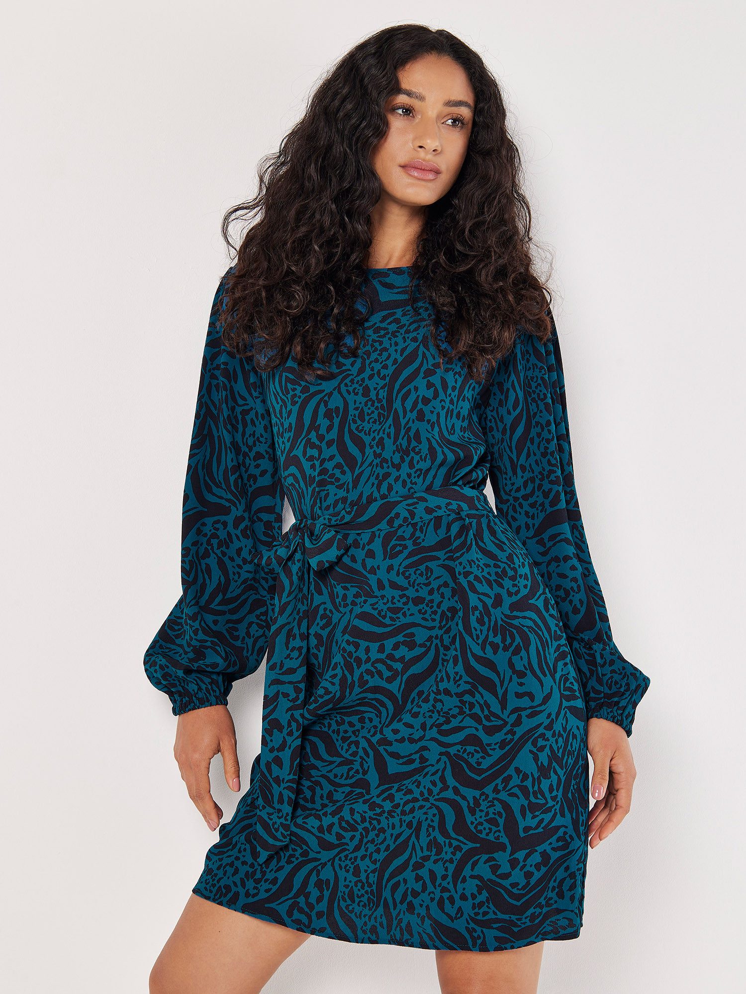 Apricot Druckkleid Minikleid, (2-tlg., Stoffgürtel) mit günstig online kaufen