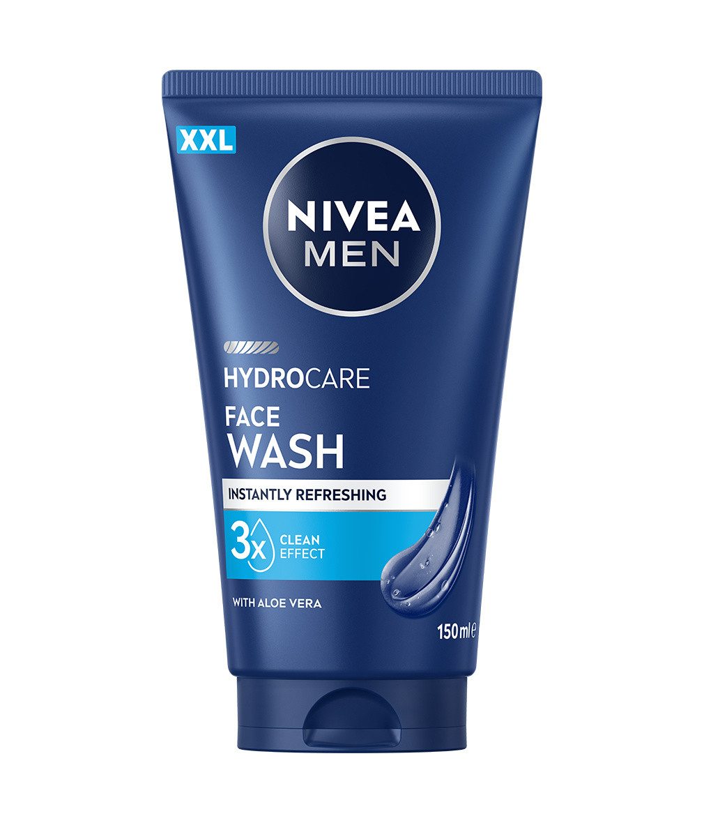 Nivea Men Duschgel HydroCare Waschgel XXL 2 x 150ml Gesichtswaschgel, 2-tlg., Gesichtsreinigung