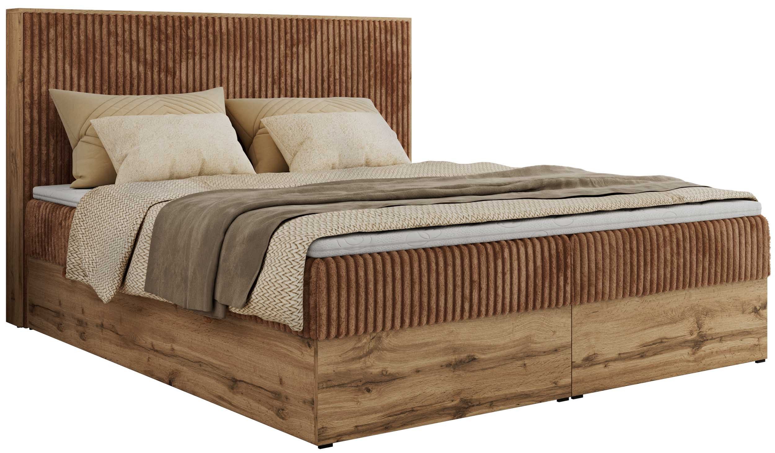 MKS MÖBEL Boxspringbett WOOD CLASSIC (Packung, Set, Topper T25, hohe Kopfte günstig online kaufen