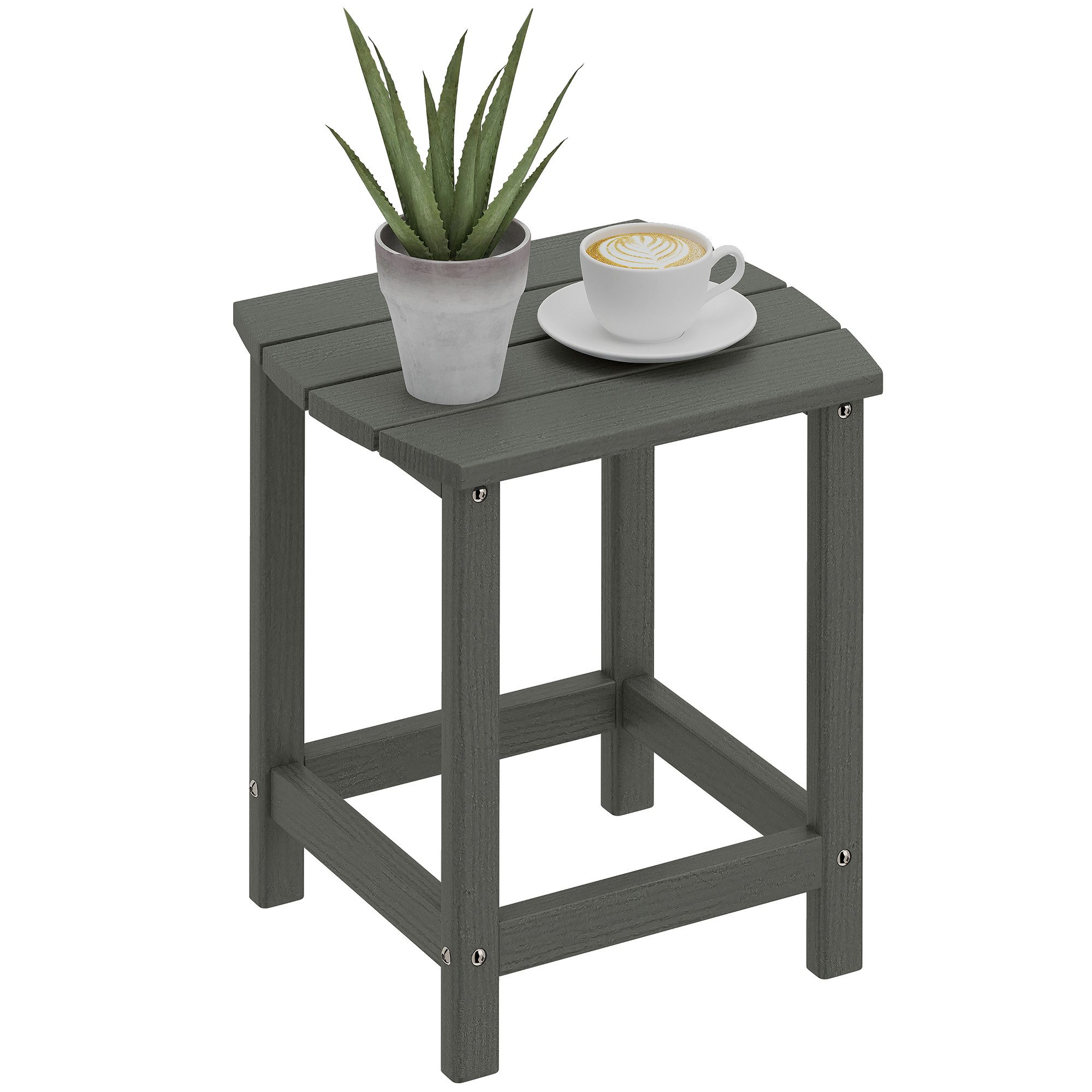 Outsunny Beistelltisch Campingtisch Terrassentisch (Wetterfest Balkontisch, 1-St., Gartentisch), für Garten Terrasse Balkon 48 x 37 x 46 cm Grau