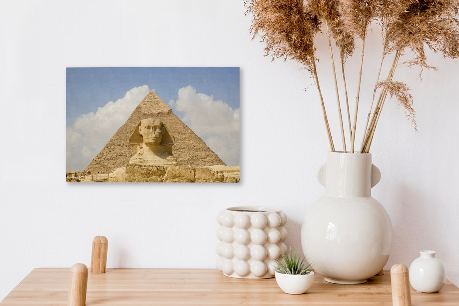 Wandbild Gizeh, St), Wanddeko, Aufhängefertig, vor großen von der Leinwandbilder, Leinwandbild Pyramide 30x20 OneMillionCanvasses® cm (1 Sphinx