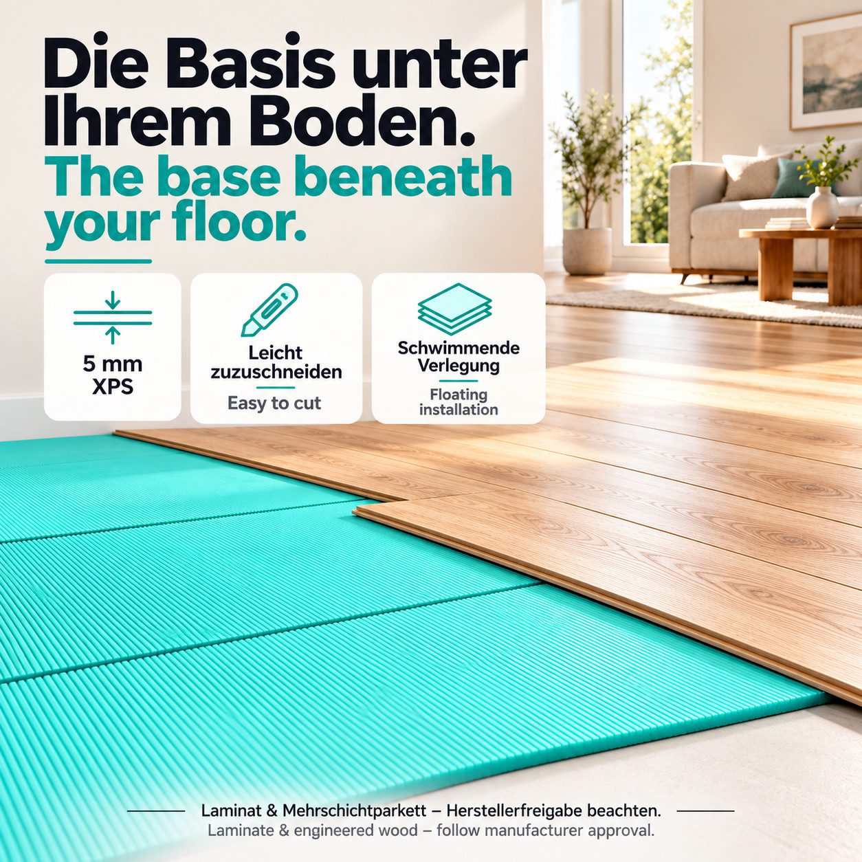 IKHEMalarka Dämmunterlage Unterlage Fußboden Bodenplatten Dämmunterlagen, (60-St), 5mm - 30qm - 60 Stück Trittschalldämmung Dämmung – Bild 2 von 5