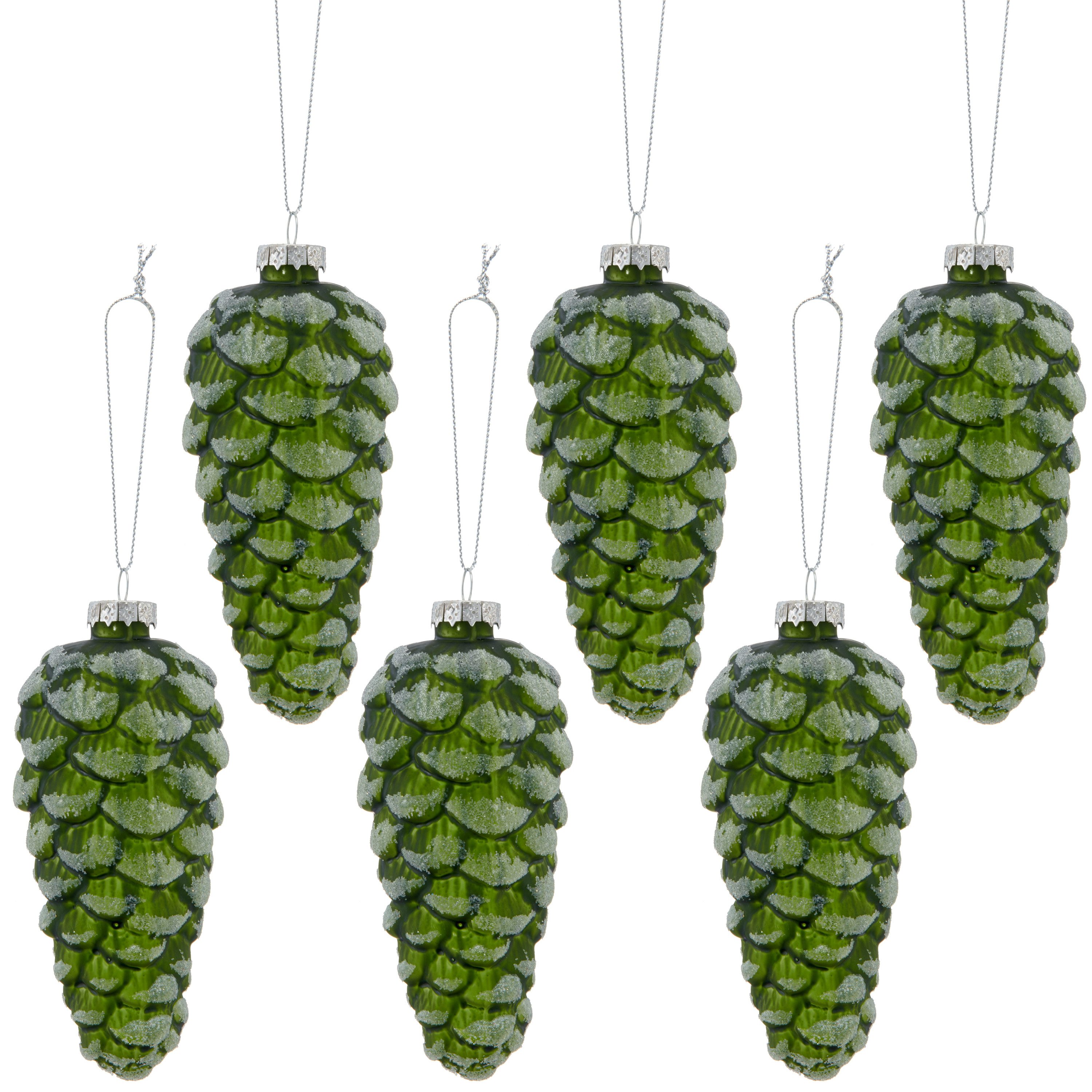 LeGer Home by Lena Gercke Christbaumschmuck Glashänger Zapfen (6-tlg), mit Glitzereffekt