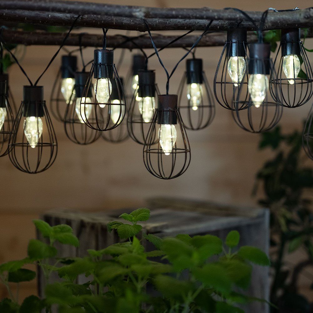 verbaut, Stil LED-Leuchtmittel Lichterkette Solarleuchte, Dekoration etc-shop Solar LED Warmweiß, Retro Solarlampe Aussen Garten fest LED