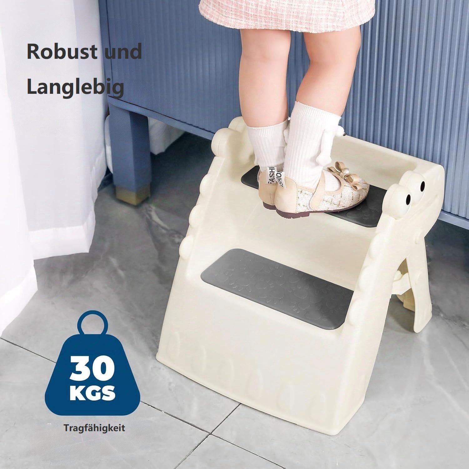 OUNUO Tritthocker Kleinkind-Hocker, 2-stufiger faltbarer Tritthocker günstig online kaufen