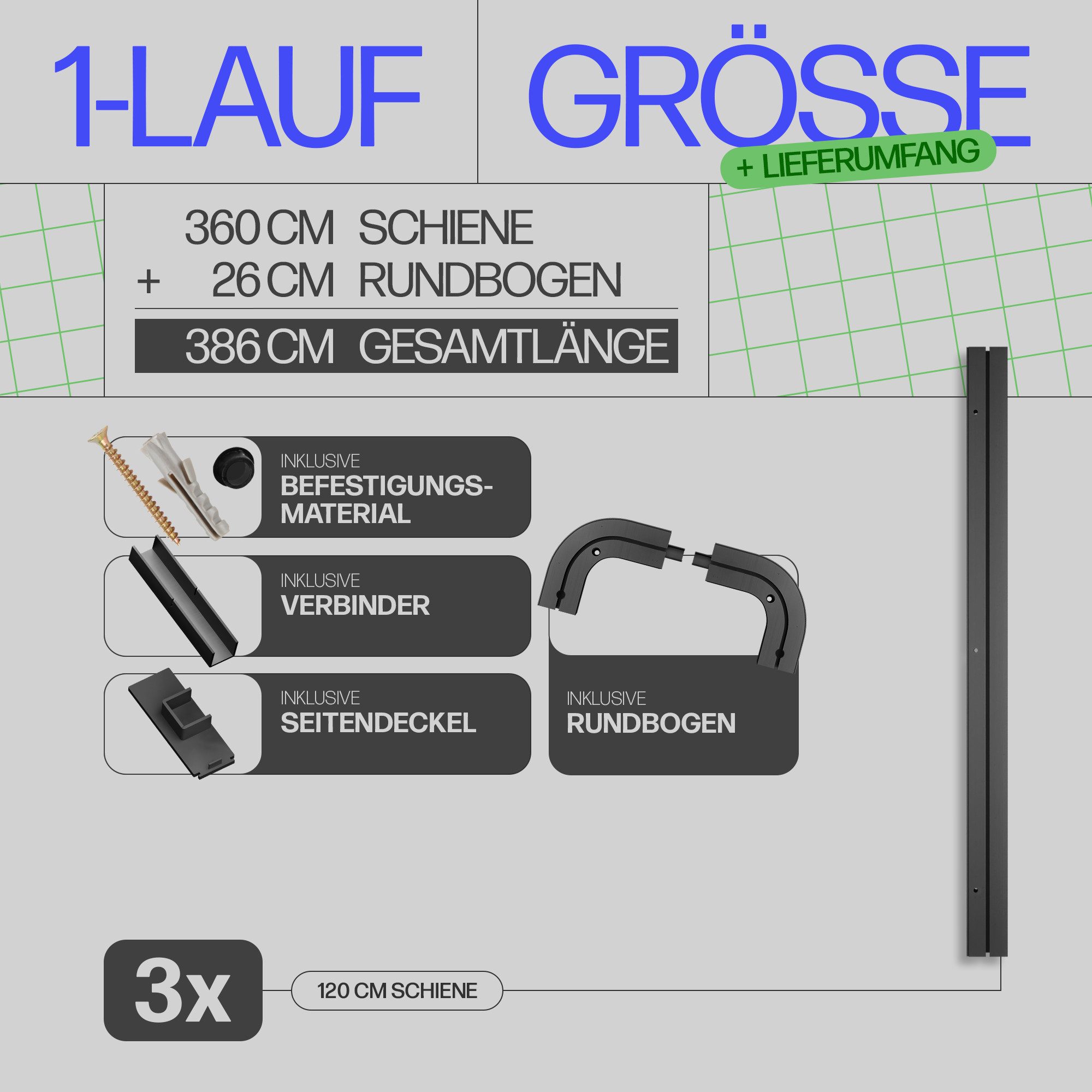 Bestlivings Gardinenschiene schwarz, 90-480 cm, Komplettset günstig online kaufen