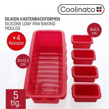 Coolinato Backform Coolinato Silikon Kastenform Set 5tlg, ROT, inkl. Rezepte