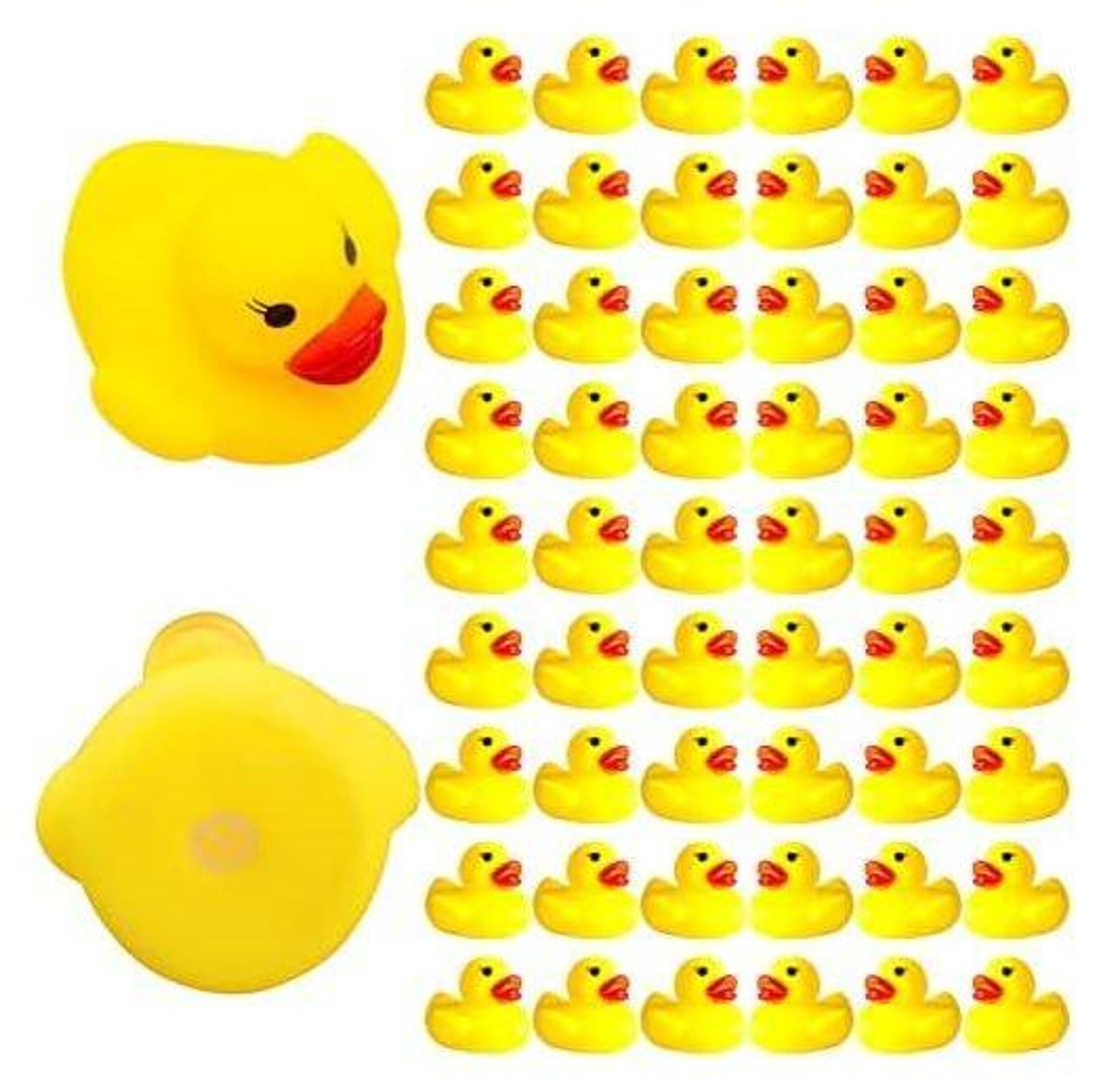 FELIXLEO Dekofigur 60 Stück Badeenten Gummi, Mini Quietscheenten Gelb als Badespielzeug