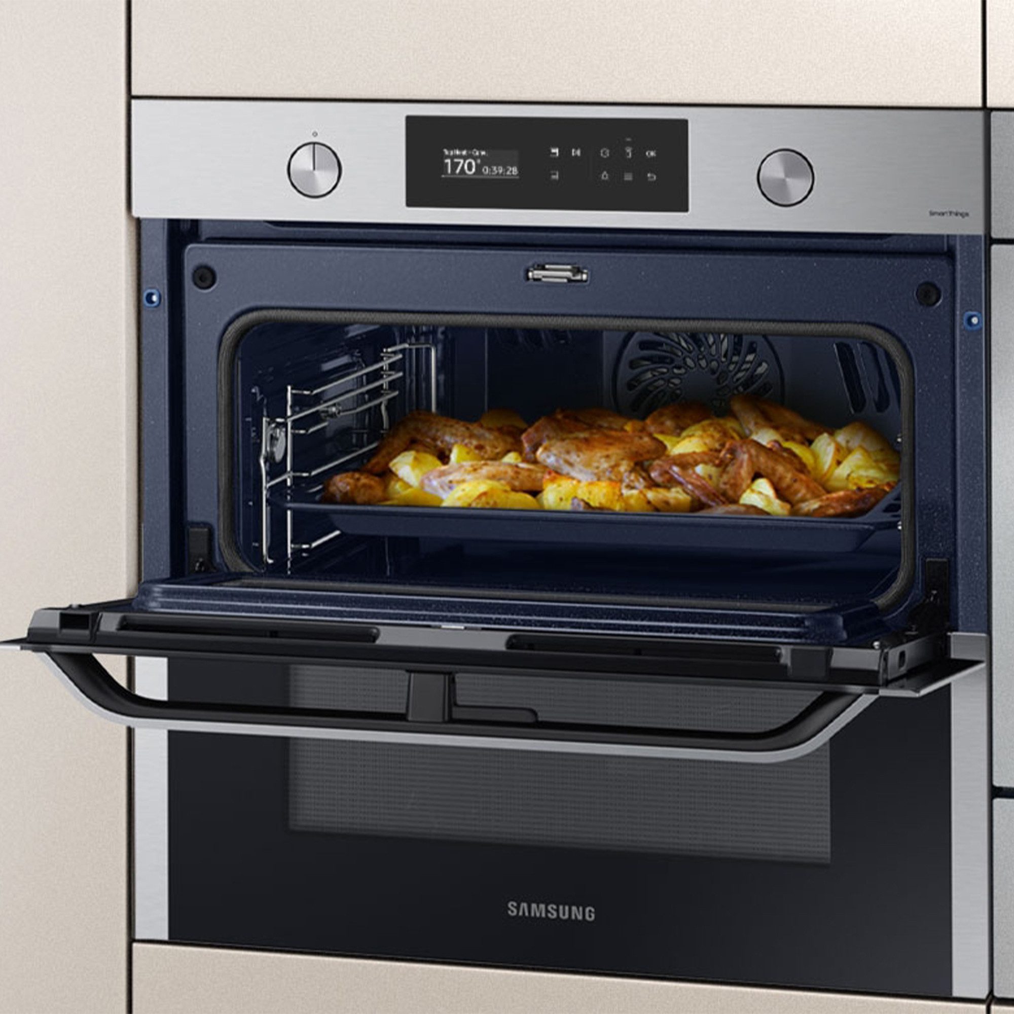 Samsung Pyrolyse Backofen Serie 5 NV7B5775XDK, mit 1-fach-Teleskopauszug, Pyrolyse-Selbstreinigung, Dual Cook Flex – Ein Ofen. Zwei Garräume. Flexible Tür.