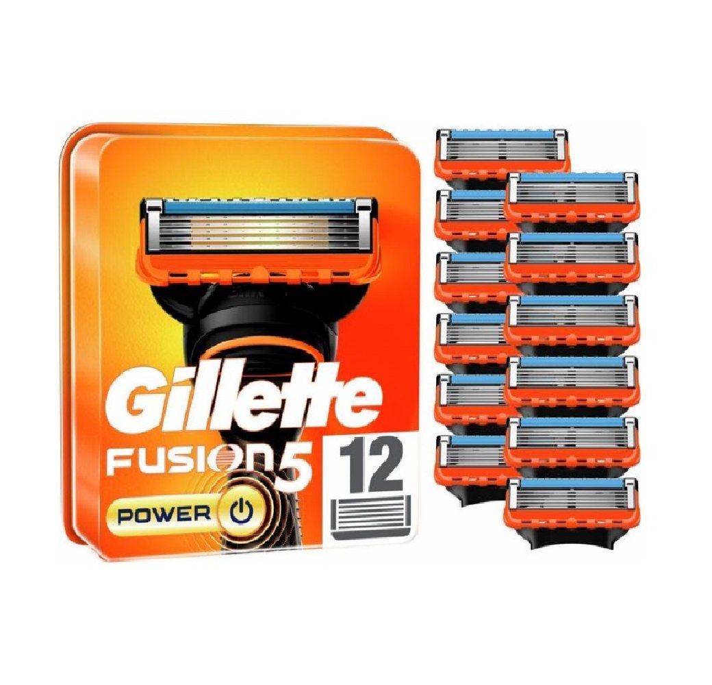 Gillette Rasierset Fusion 5 Power Лезвия для бритвы Set 12er Ersatzklingen kompatibel Klingen, 12-tlg., kompatibel mit Fusion 5 Бритвы Wechselklinge Beauty Pflege, Flexible Klingen Für empfindliche Haut Rasur Rasierset Gleitstreifen