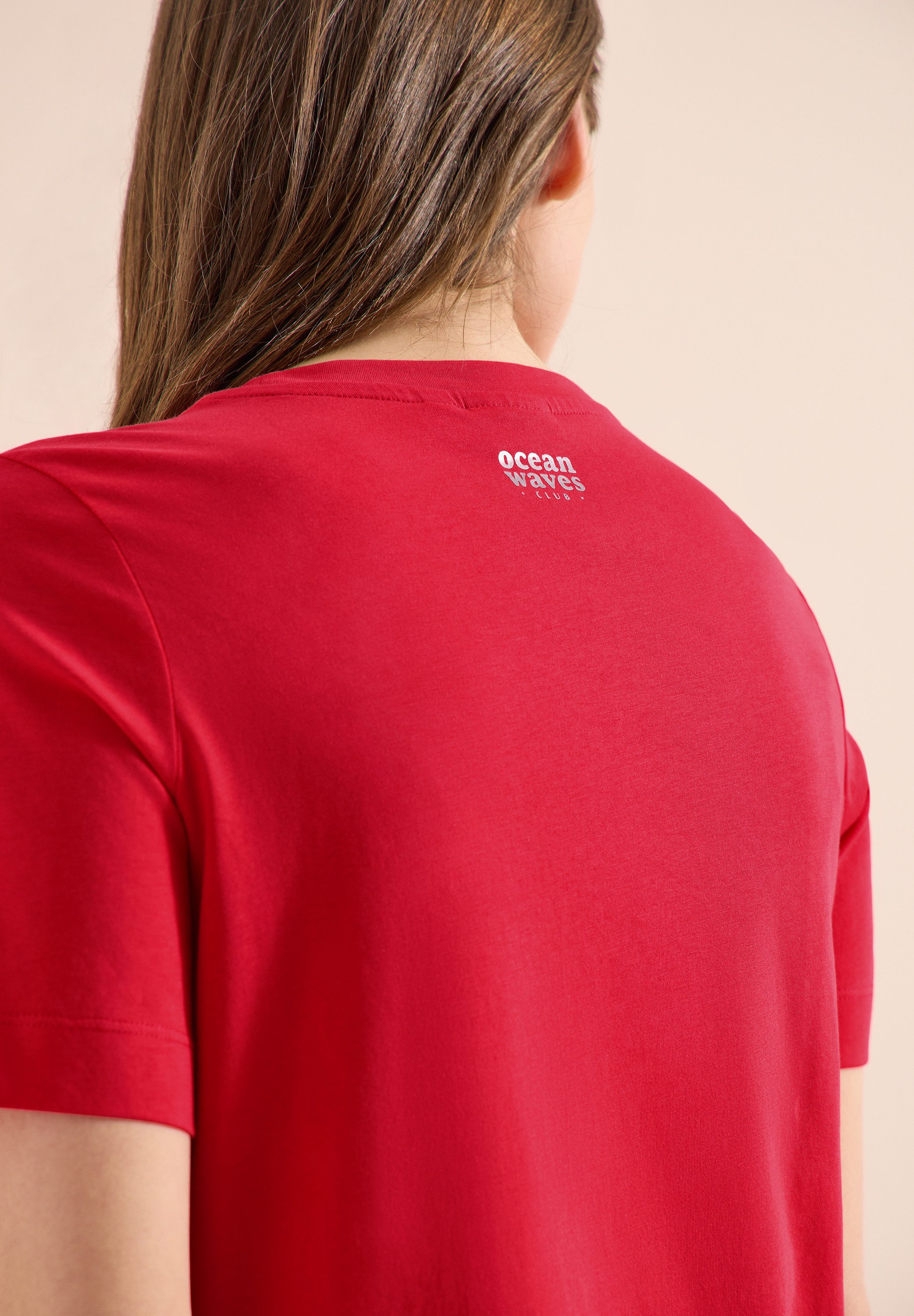 CECIL T-Shirt Sommershirt mit maritimem Wording-Print, Jerseyqualität