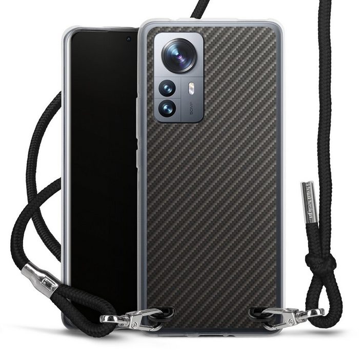 DeinDesign Handyhülle Metallic Look Muster Carbon Carbon Xiaomi 12 Pro 5G Handykette Hülle mit Band Case zum Umhängen