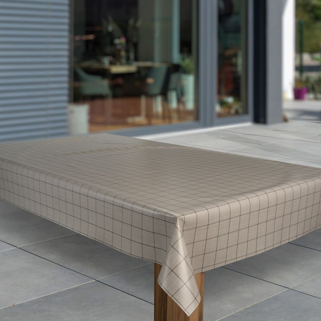 laro Tischdecke Wachstuch-Tischdecken Karo Schwarz Beige günstig online kaufen