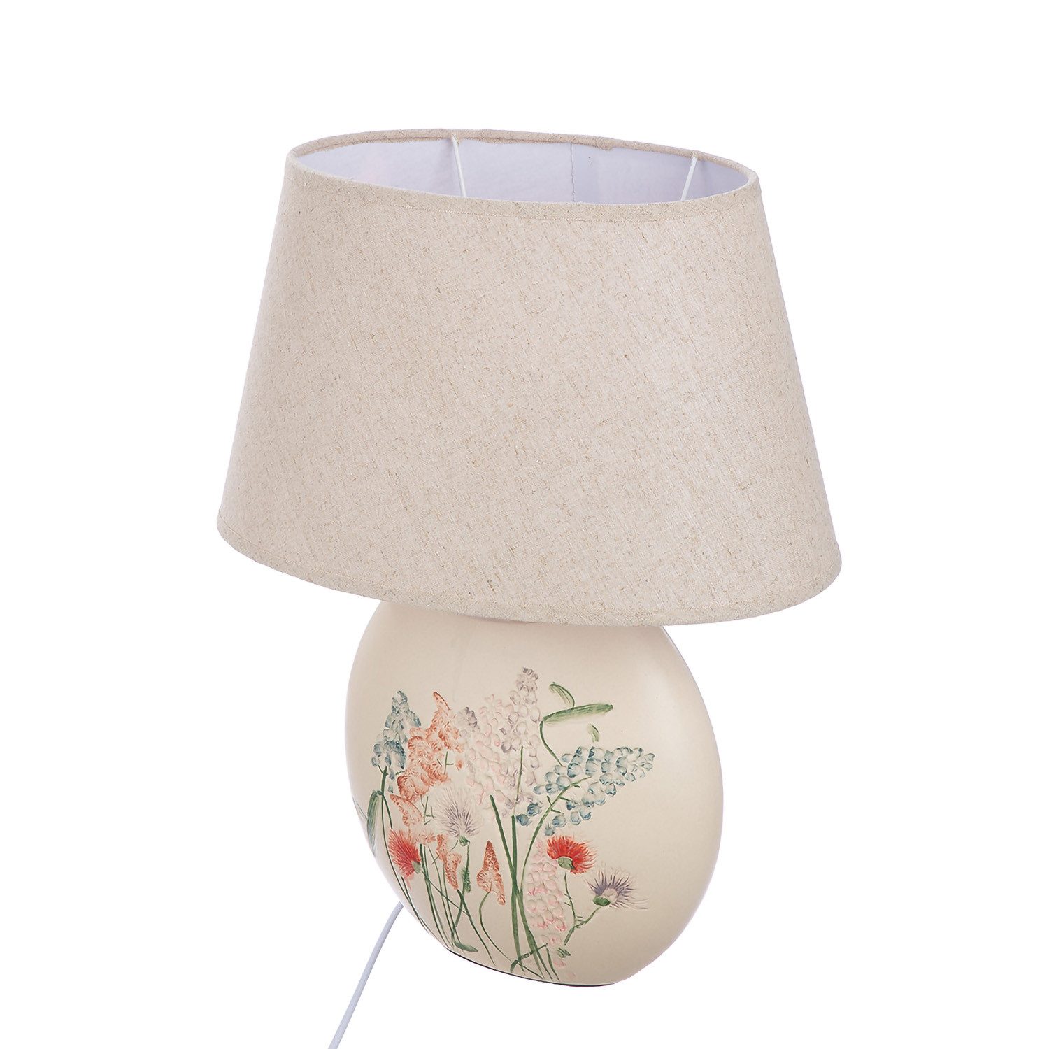 GILDE Tischleuchte FIORITO Tischleuchte - beige - Keramik - Höhe 42,5cm x Breite 33,5cm, Tischlampe - Schreibtischlampe - Nachttischlampe