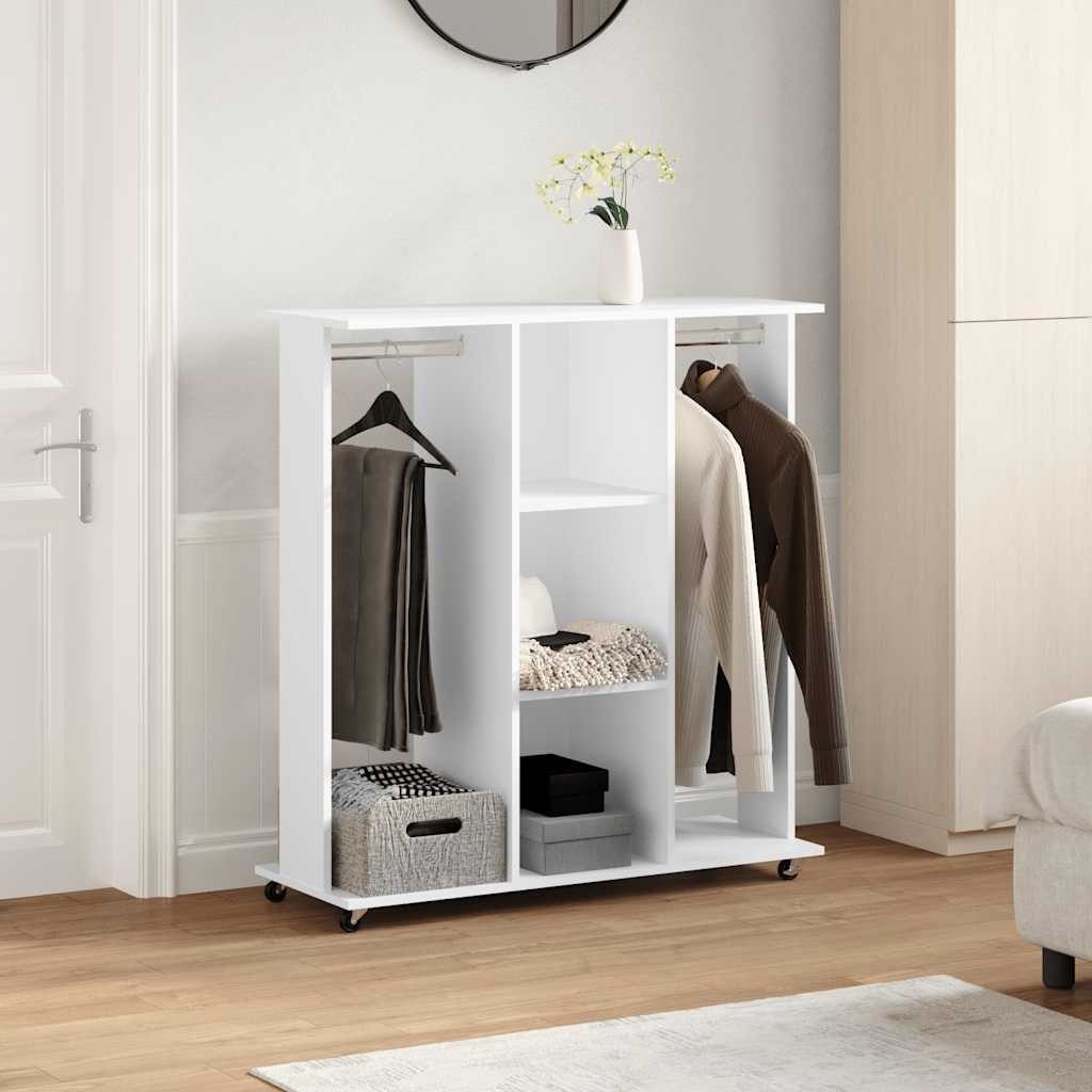 vidaXL Stoffschrank Kleiderschrank mit Rollen Weiß günstig online kaufen