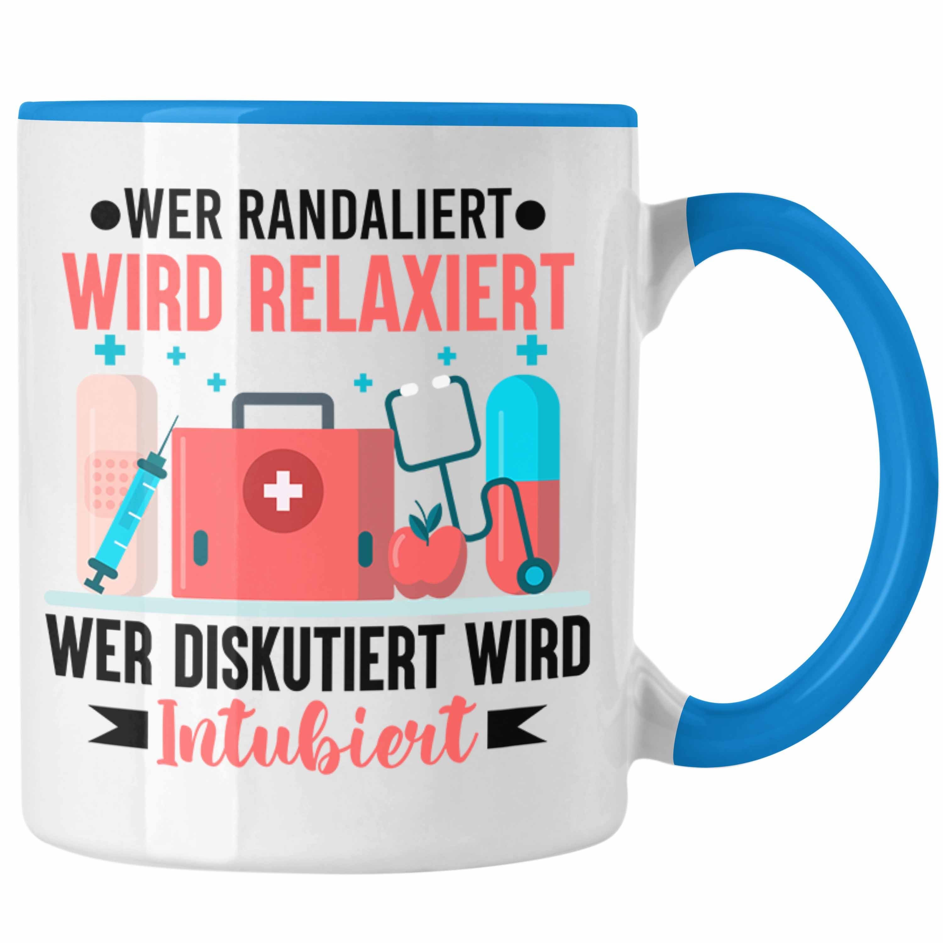 Trendation Tasse Trendation - Krankenschwester Tasse Geschenk Propofol Spritze Geschenk Krankenschwestern Kaffeetasse Arzt Ärtzin Arzthelferin Blau