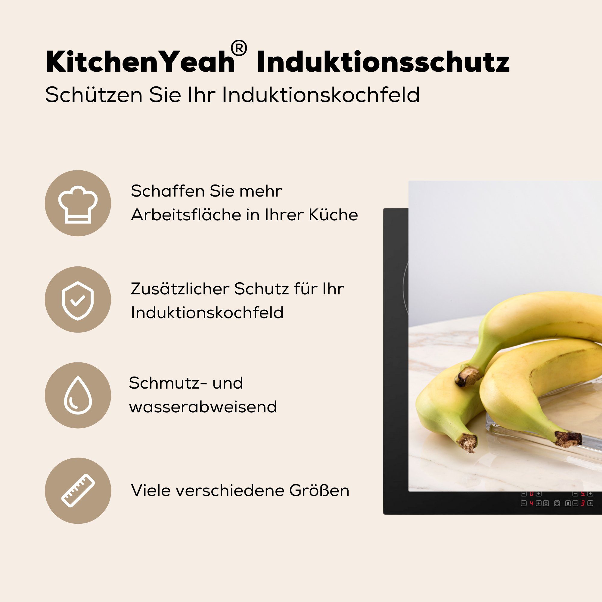 Schutz küche, cm, Ceranfeldabdeckung Bananen-Smoothie, MuchoWow die (1 für Vinyl, 81x52 Herdblende-/Abdeckplatte tlg), Induktionskochfeld