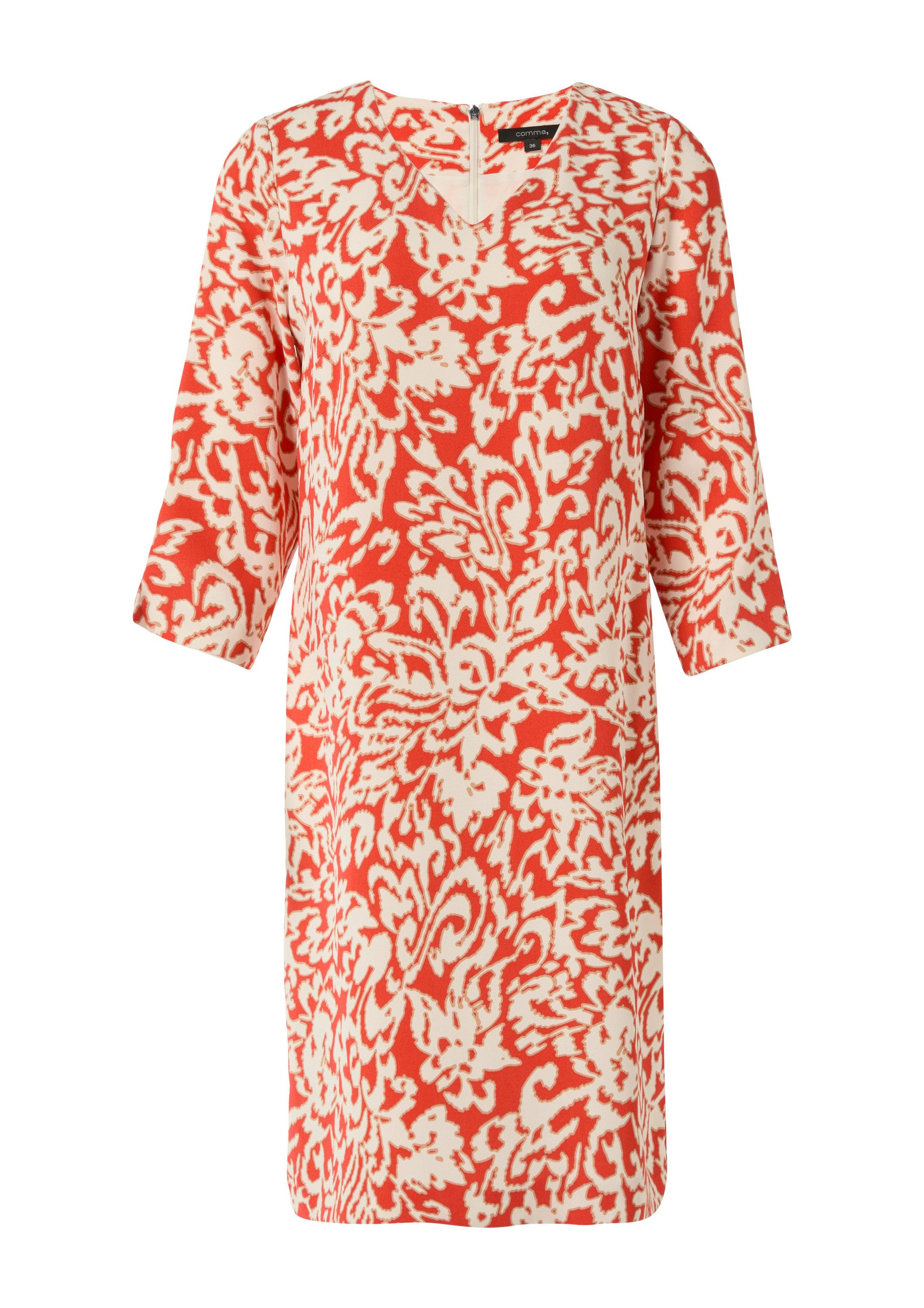 comma Minikleid Kleid Gemustertes Kleid aus Crêpe günstig online kaufen