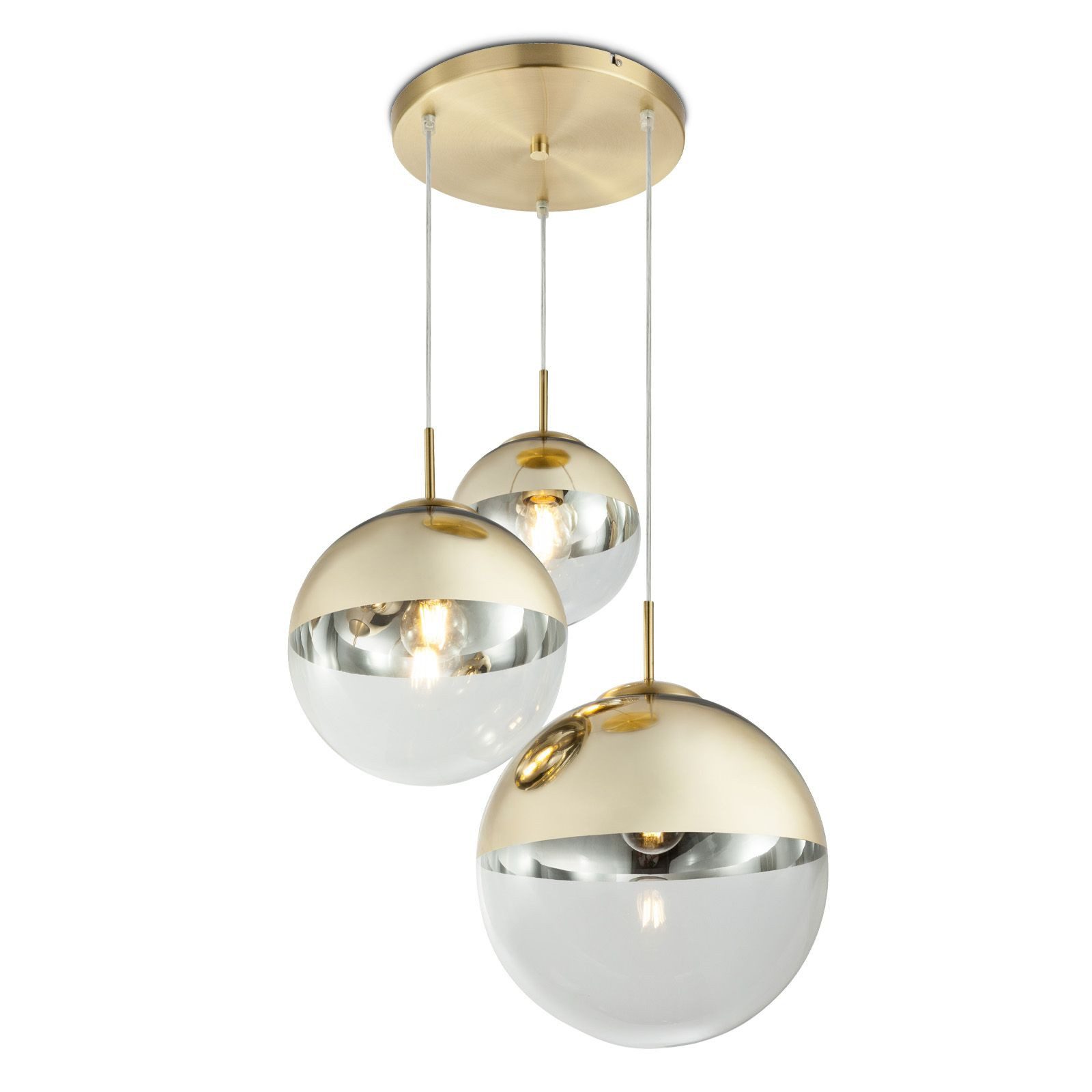 bmf-versand Hängeleuchte Hängelampe Wohnzimmer Glas Kugel Gold Hängeleuchte Pendelleuchte, Wohnzimmerlampe, ohne Leuchtmittel, moderne Pendellampe Esszimmer