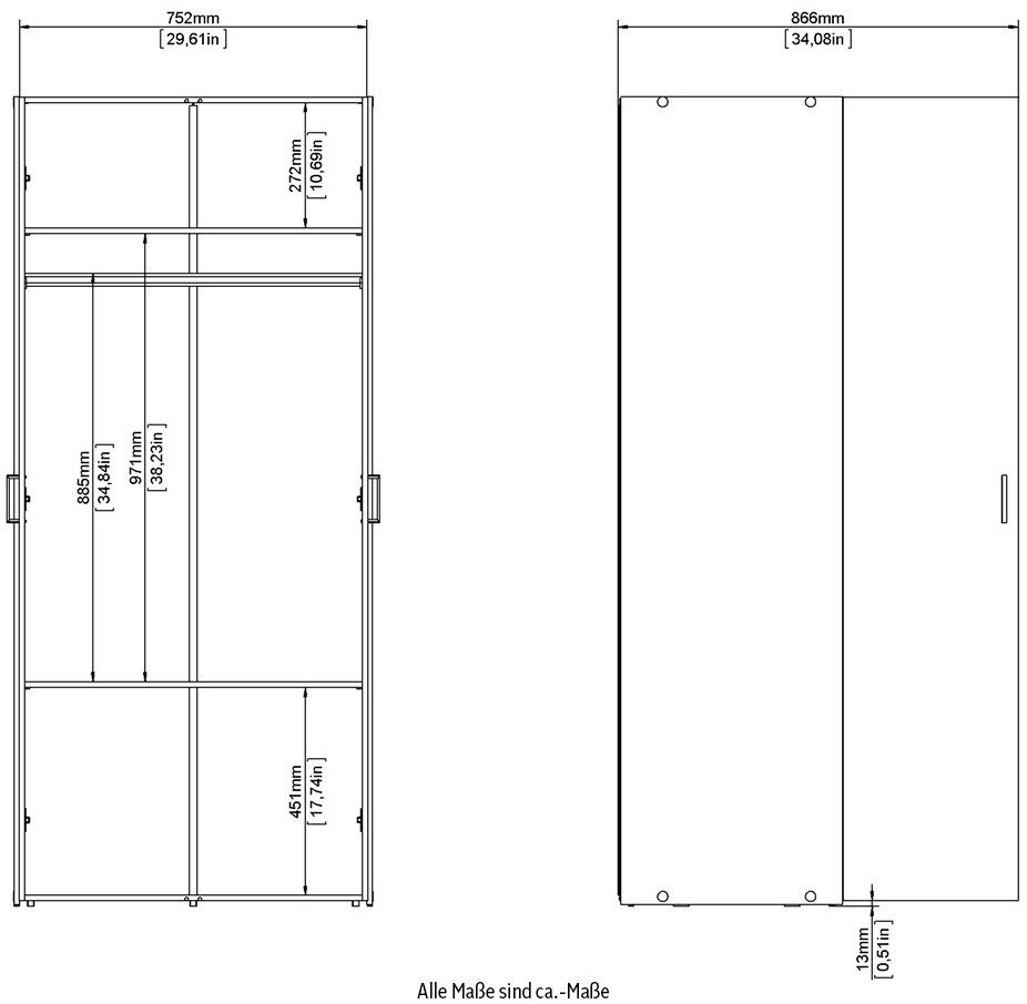 x affaire einfache x Kleiderschrank cm Home 175,4 77,6 Stangengriffe, graue Selbstmontage, 49,5