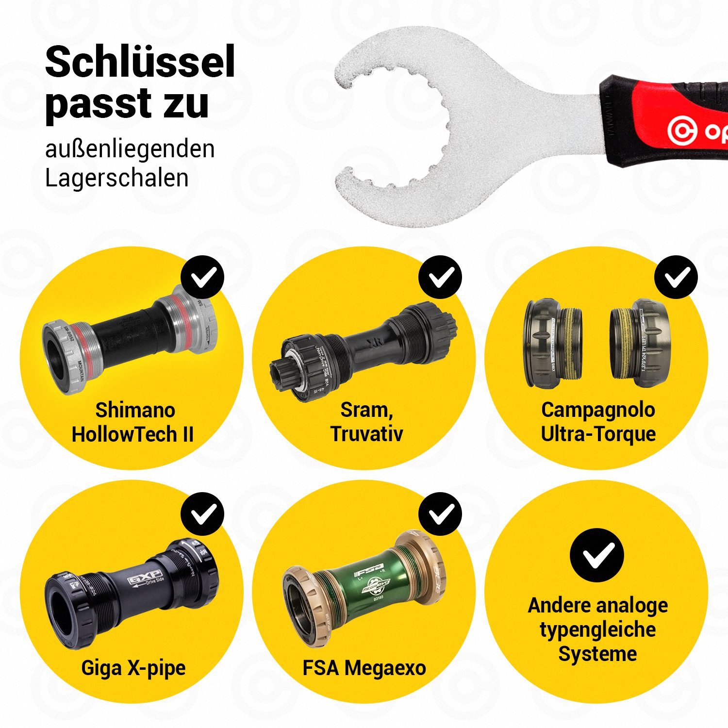 Optio Cylce Werkzeugset Optio Cycle Pro Tretlagerschlüssel Hollowtech II - Centerlock Tool