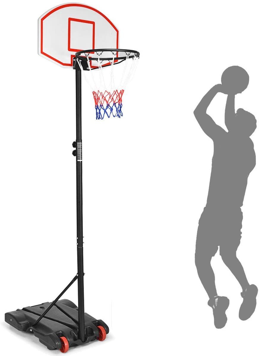 COSTWAY Basketballständer Basketballkorb, 210 - 245 cm höhenverstellbar
