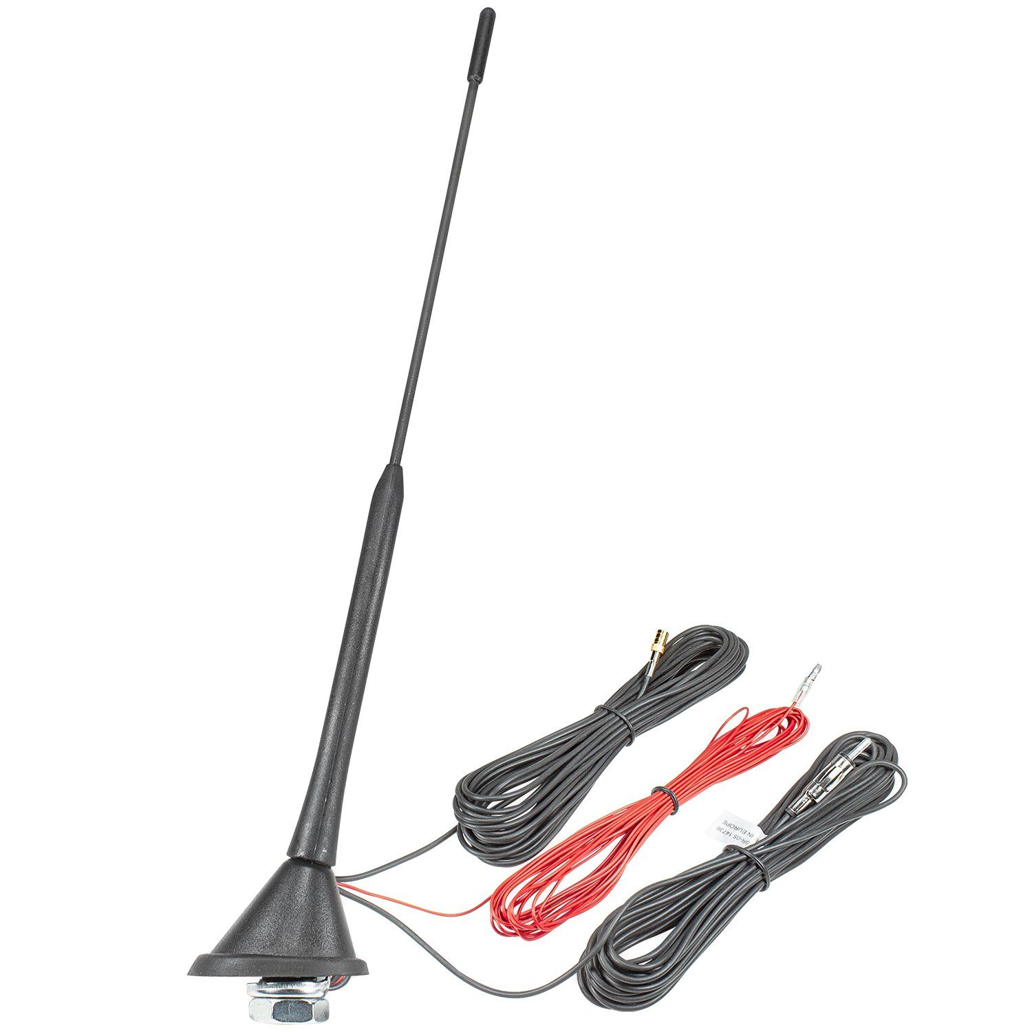 Cartrend Kfz Fiberglas-Antenne Kabel Universal DIN Autoradio