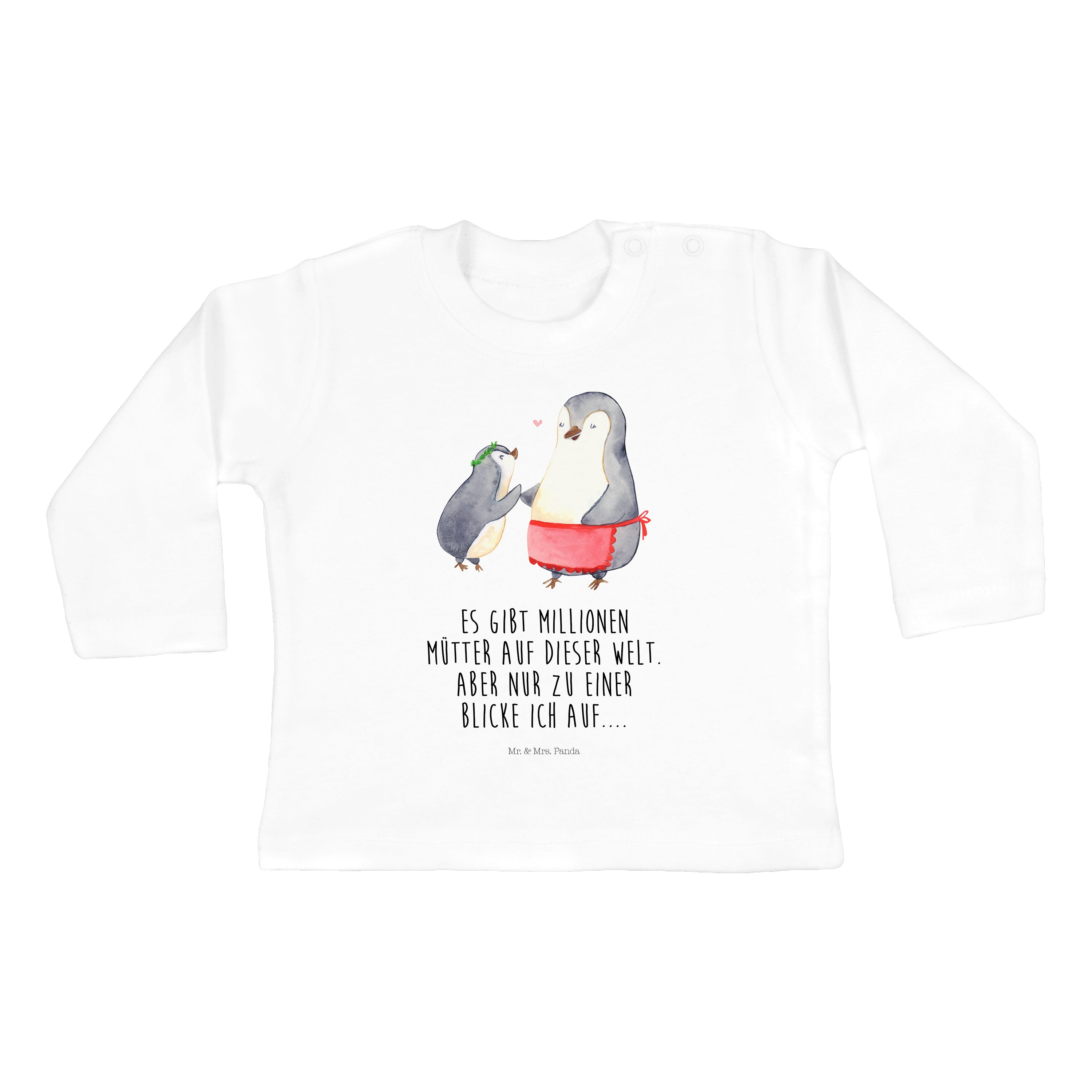 Mr. & Mrs. Panda Strampler Pinguin mit Kind - Weiß - Geschenk, Geschenk Mama, Familie, Danke Mam (1-tlg)