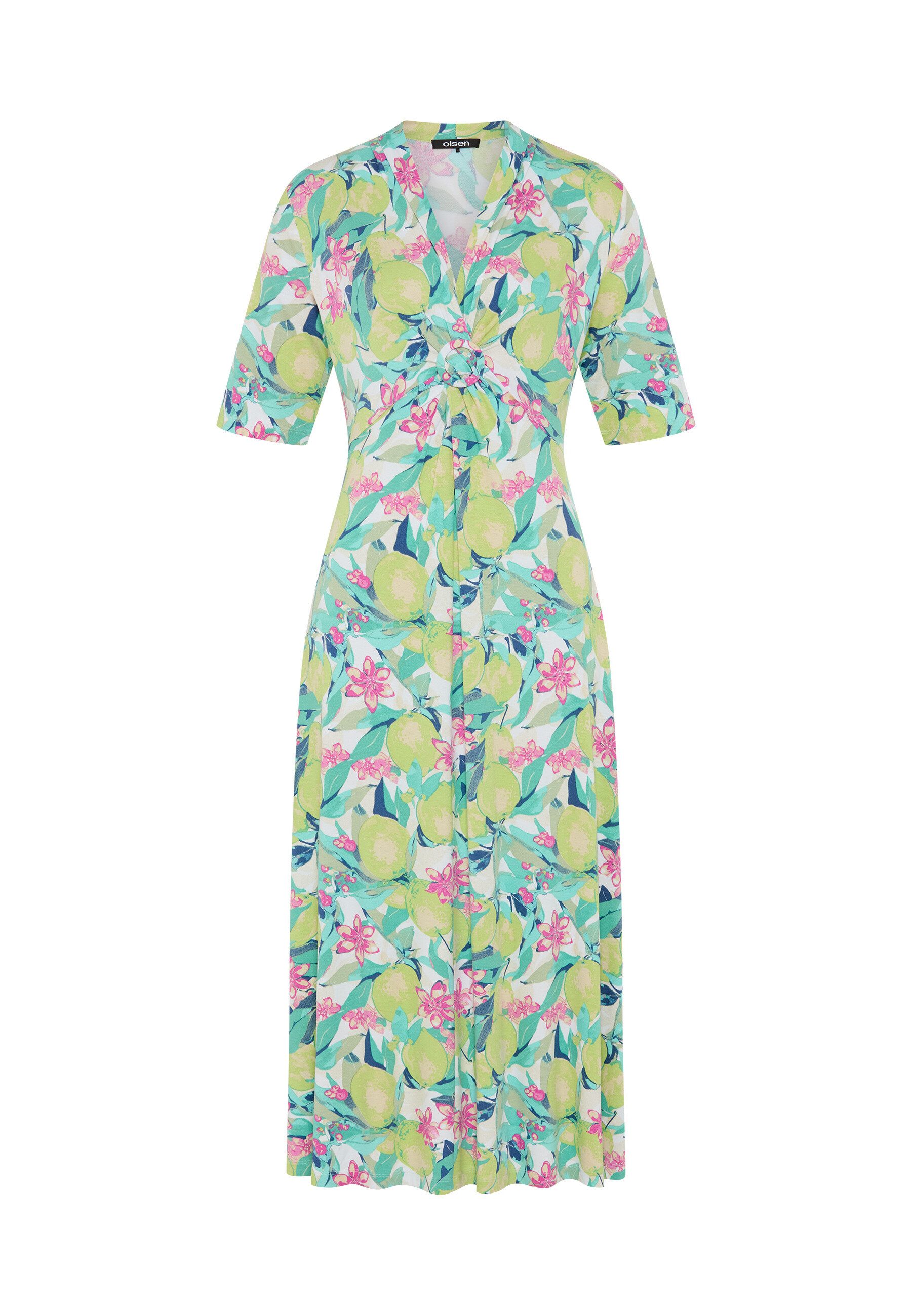 Olsen Midikleid mit Allover-Dessin und Raffdetail