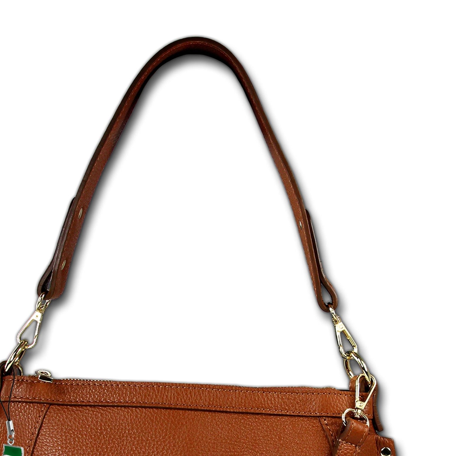 FLORENCE Schultertasche Florence Damen Schulter-Satteltasche (Schultertasche), Damen Leder Schultertasche, Umhängetasche, hellbraun ca. 36cm
