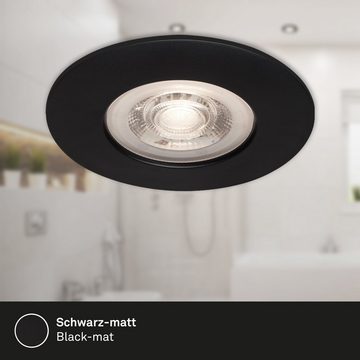 Briloner Leuchten LED Einbauleuchte 7046-035, LED fest verbaut, Warmweiß, 3er Set, ultraflach, Warmweiß 3000K, schwarz, 5W - 460 lm